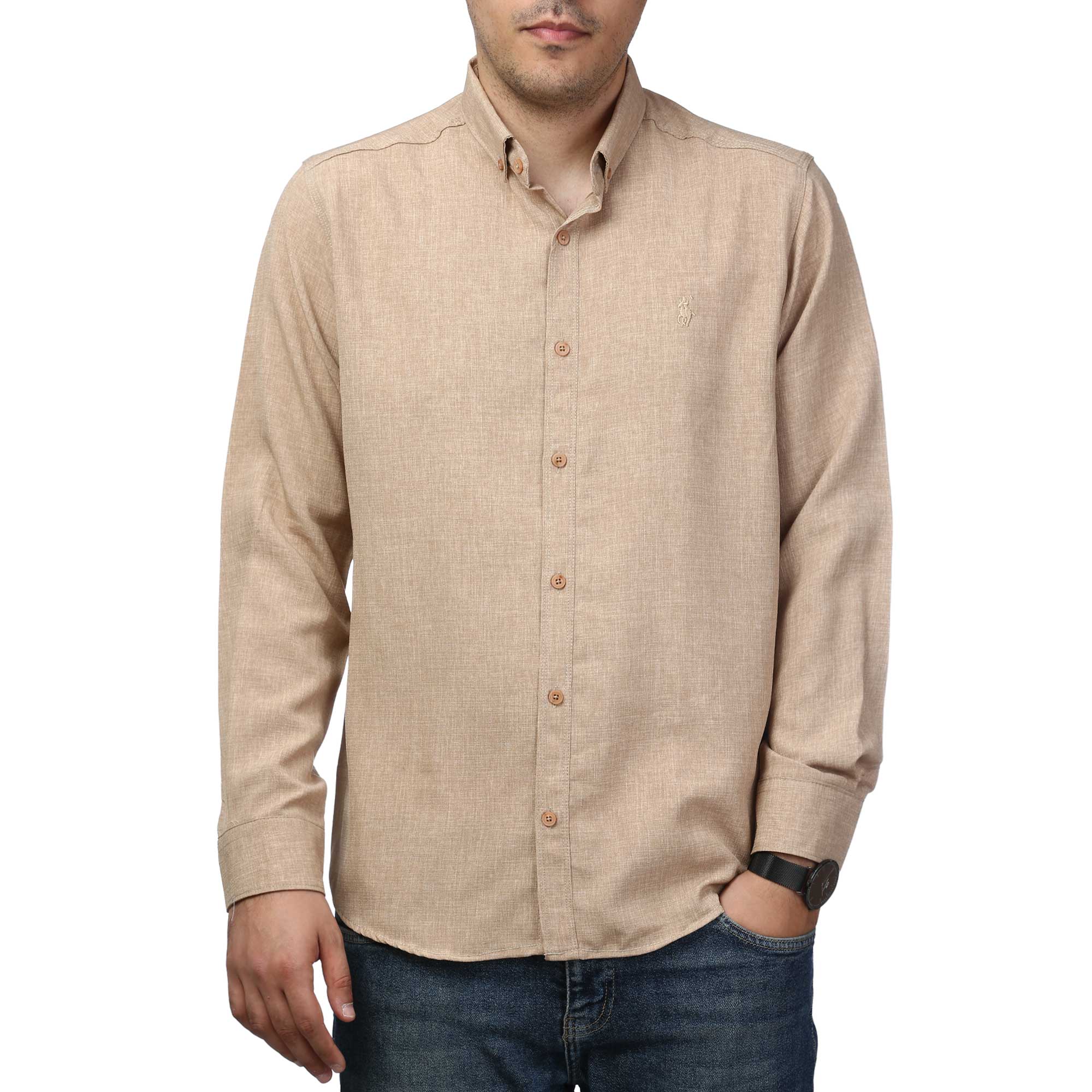 پیراهن آستین بلند لینن مردانه برند مد مدل 1410595