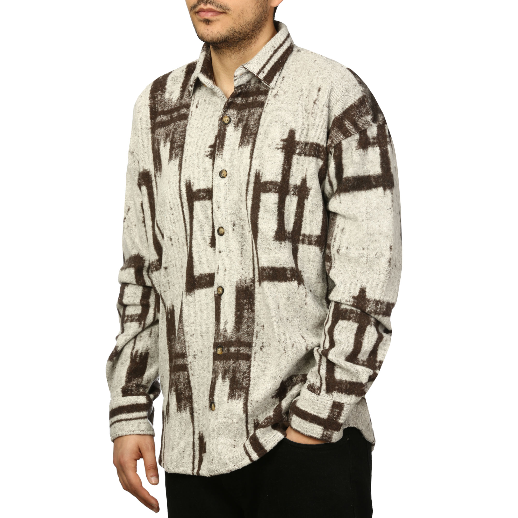 پیراهن آستین بلند طرح دار مردانه مدل 610312