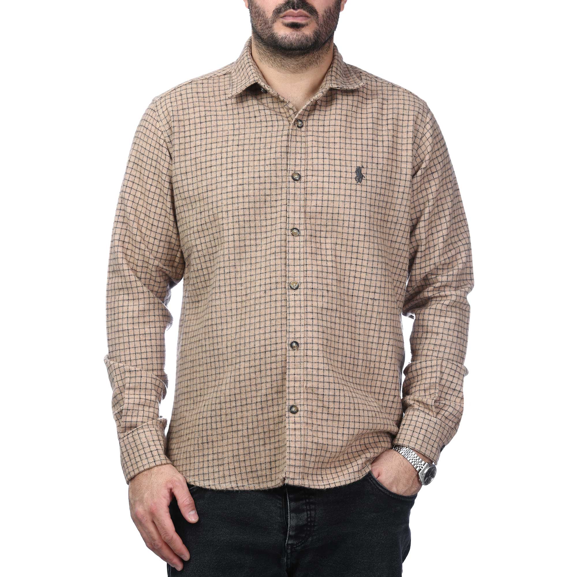 پیراهن آستین بلند پشمی مردانه مدل 6103899