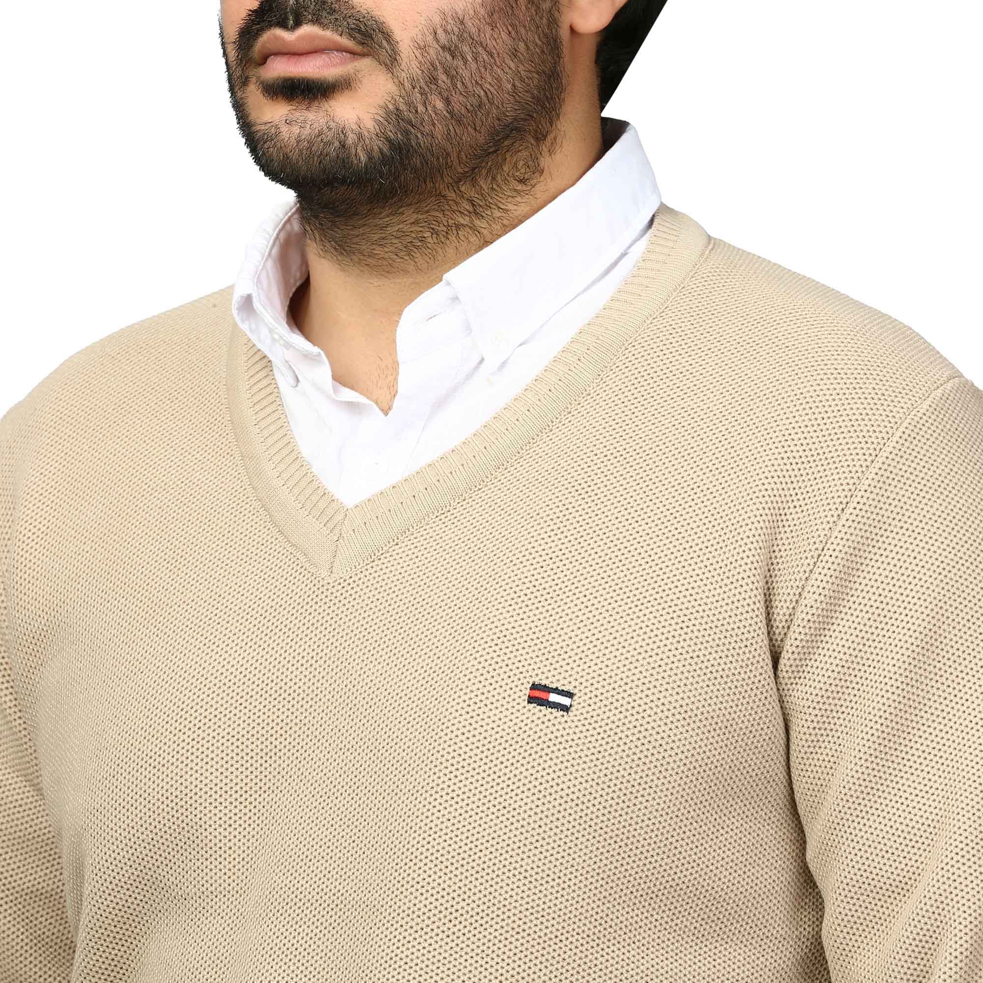 پلیور بافت یقه هفت فندوقی مردانه مدل 669857