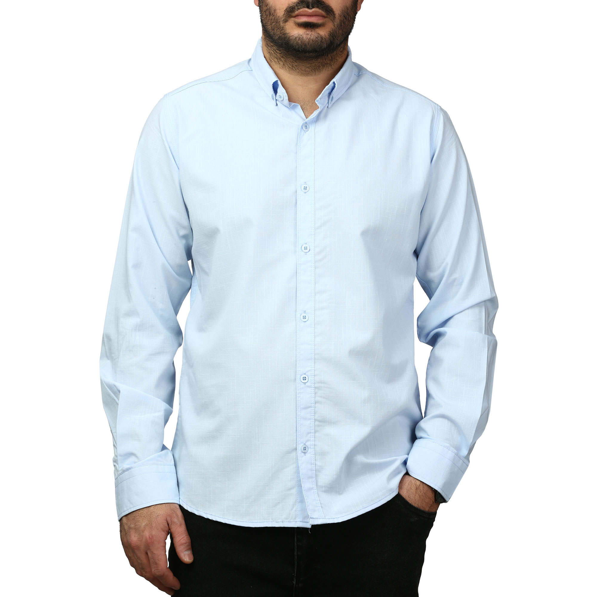 پیراهن آستین بلند لینن مردانه مدل 6105915