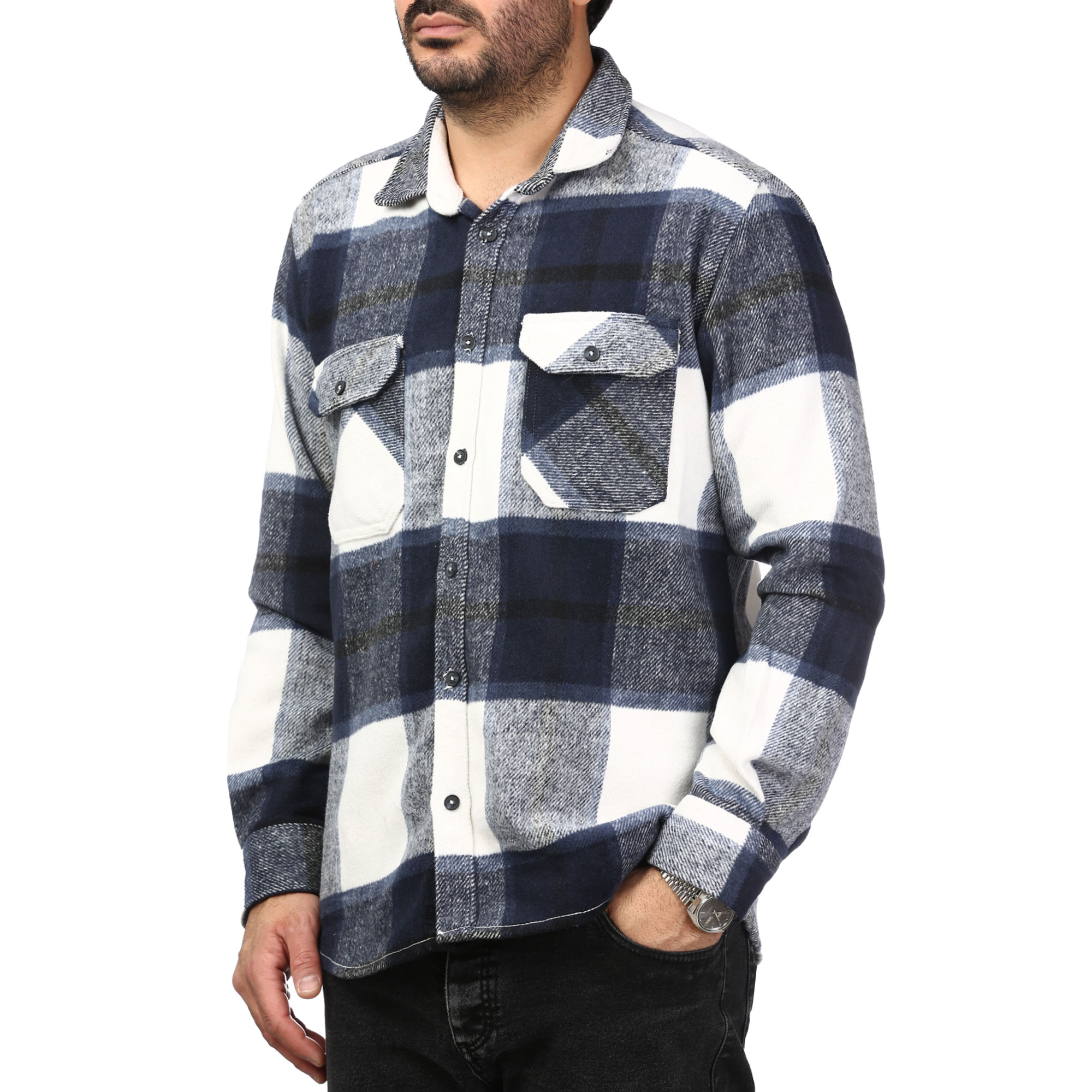 پیراهن آستین بلند پشمی ضخیم مردانه برند مد مدل 1410386