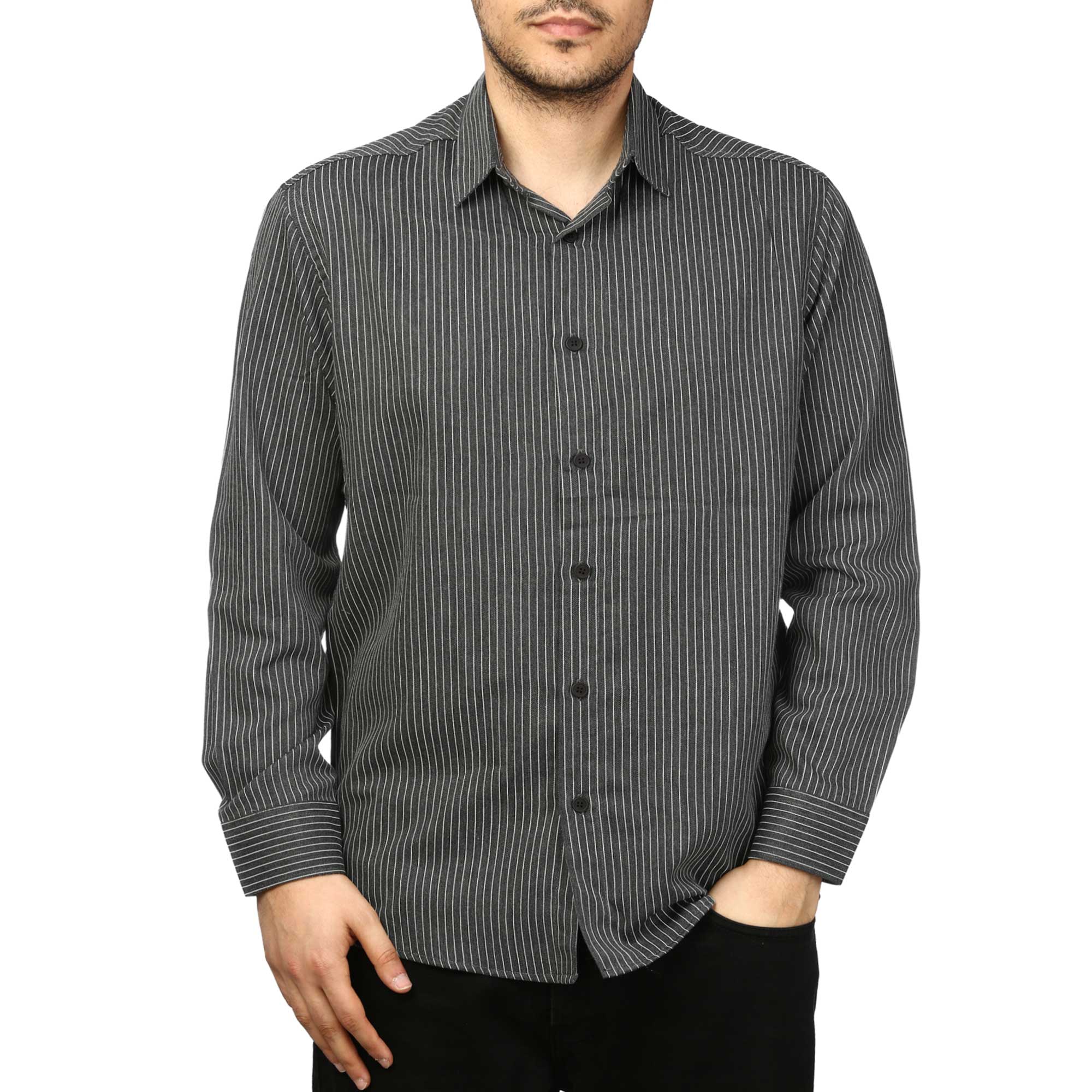 پیراهن آستین بلند راه راه مردانه مدل 620604