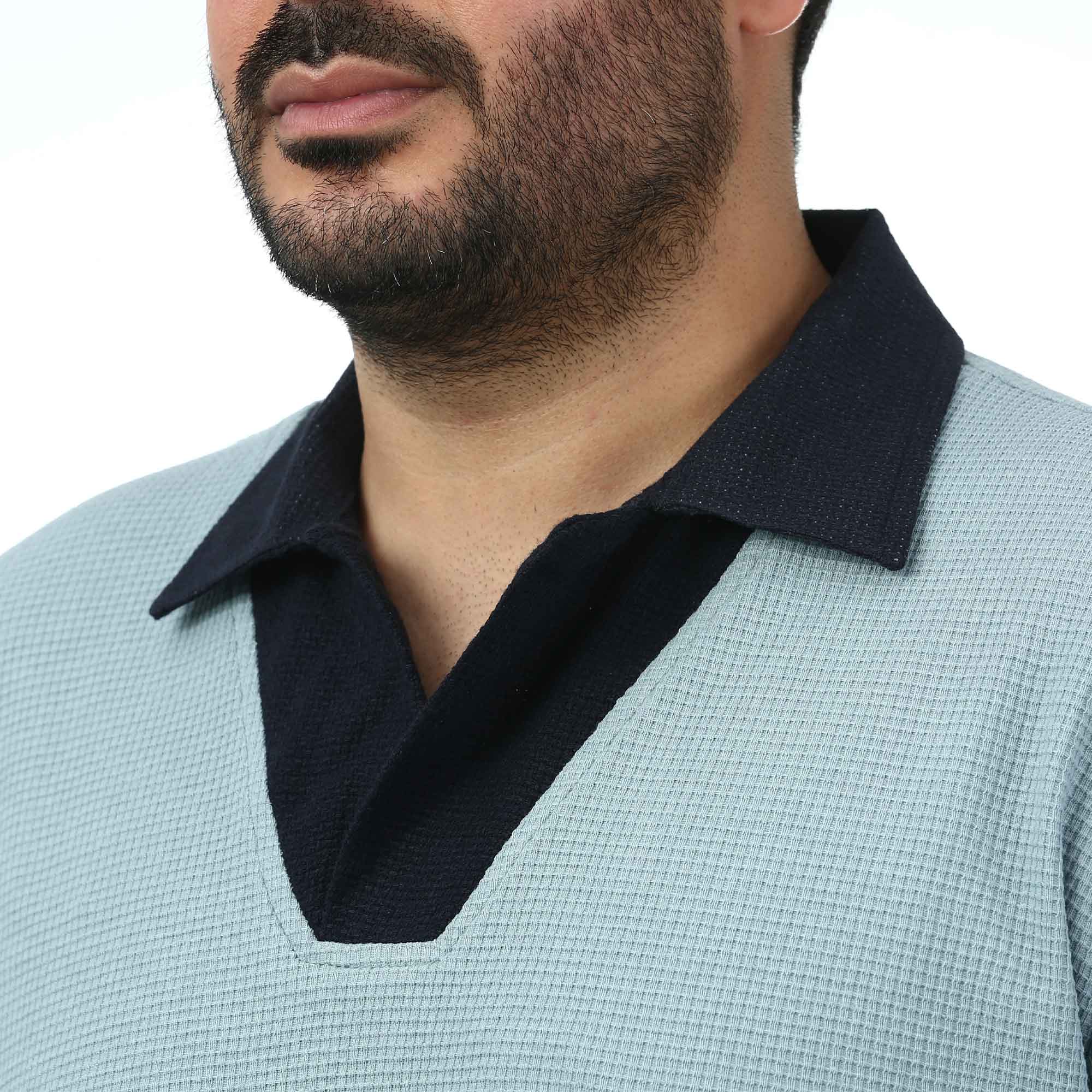 پولوشرت آستین کوتاه  یقه شکاری مردانه سیزر مدل 15611242