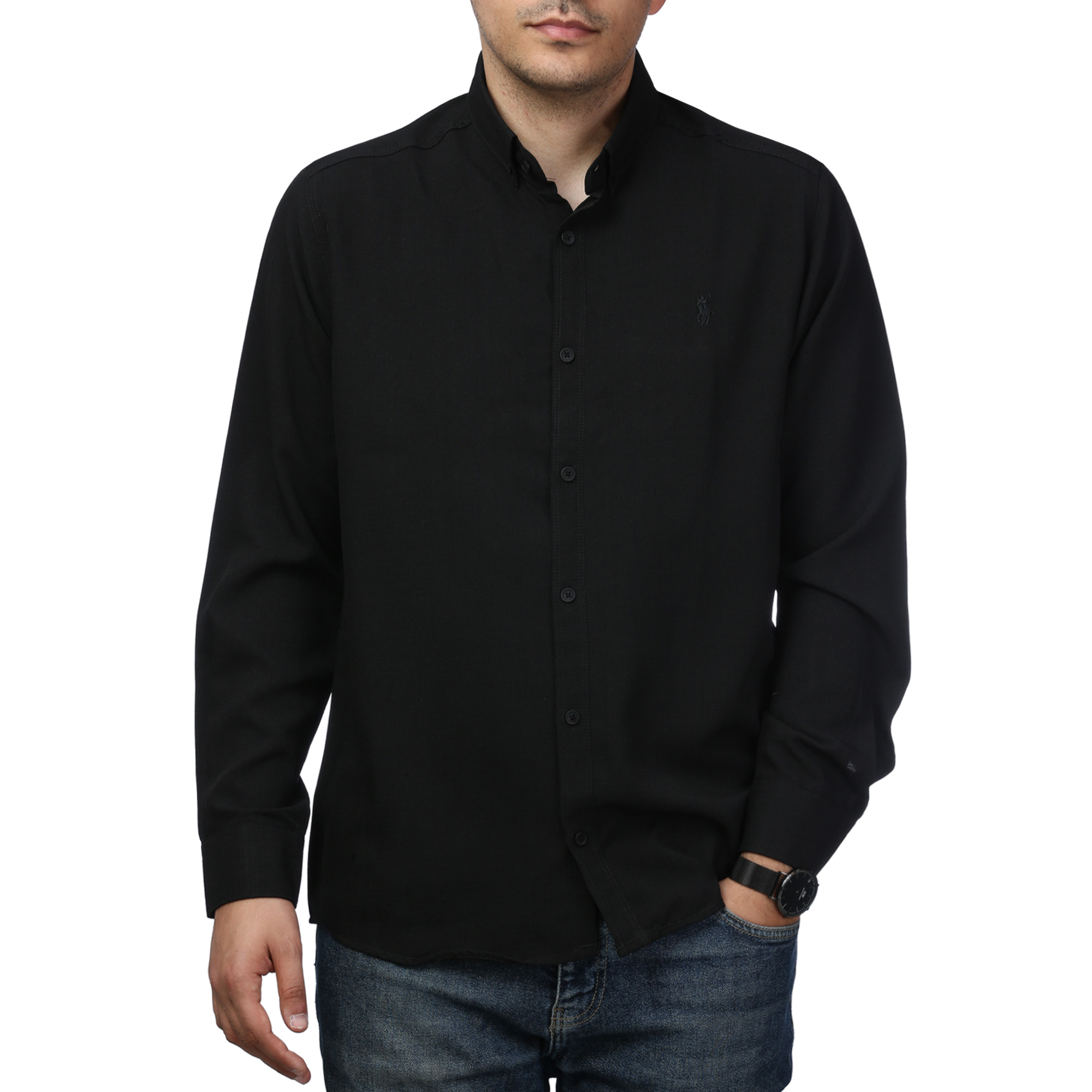 پیراهن آستین بلند لینن مردانه برند مد مدل 1410591