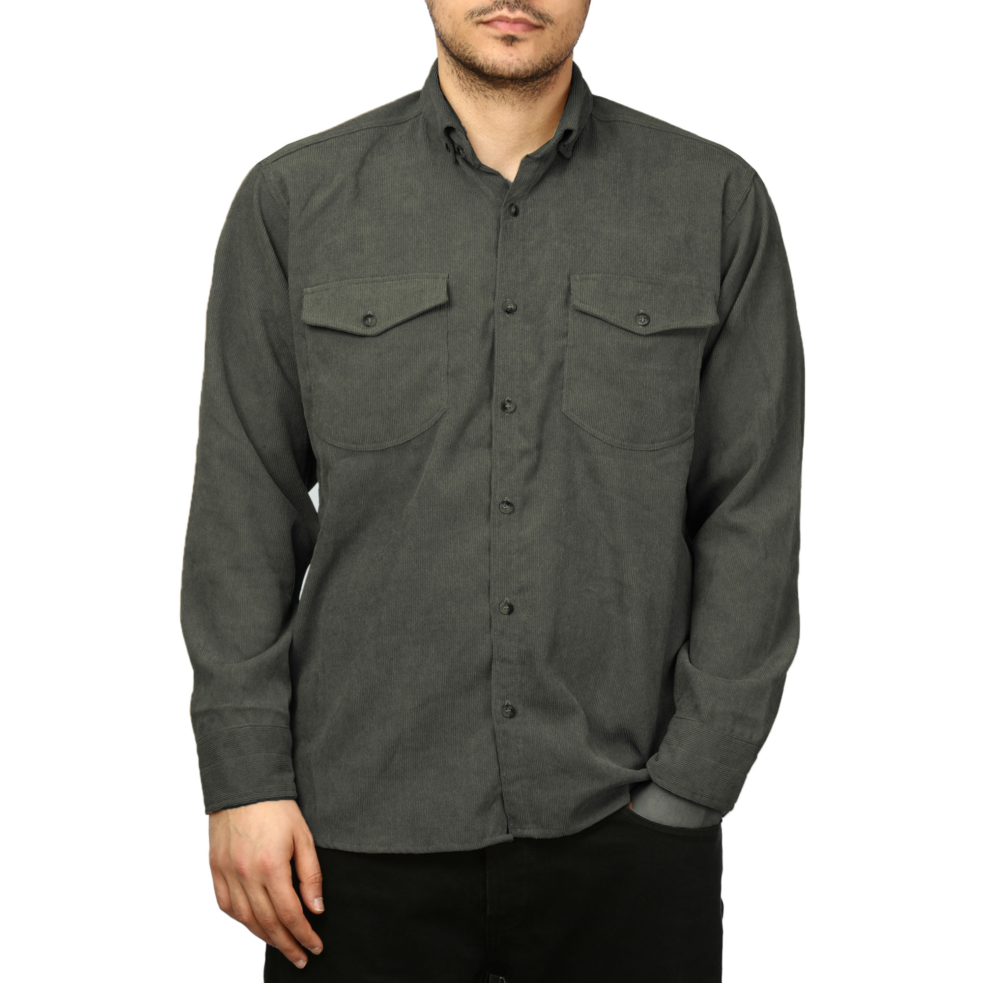 پیراهن آستین بلند مخمل کبریتی مردانه مدل 6209918