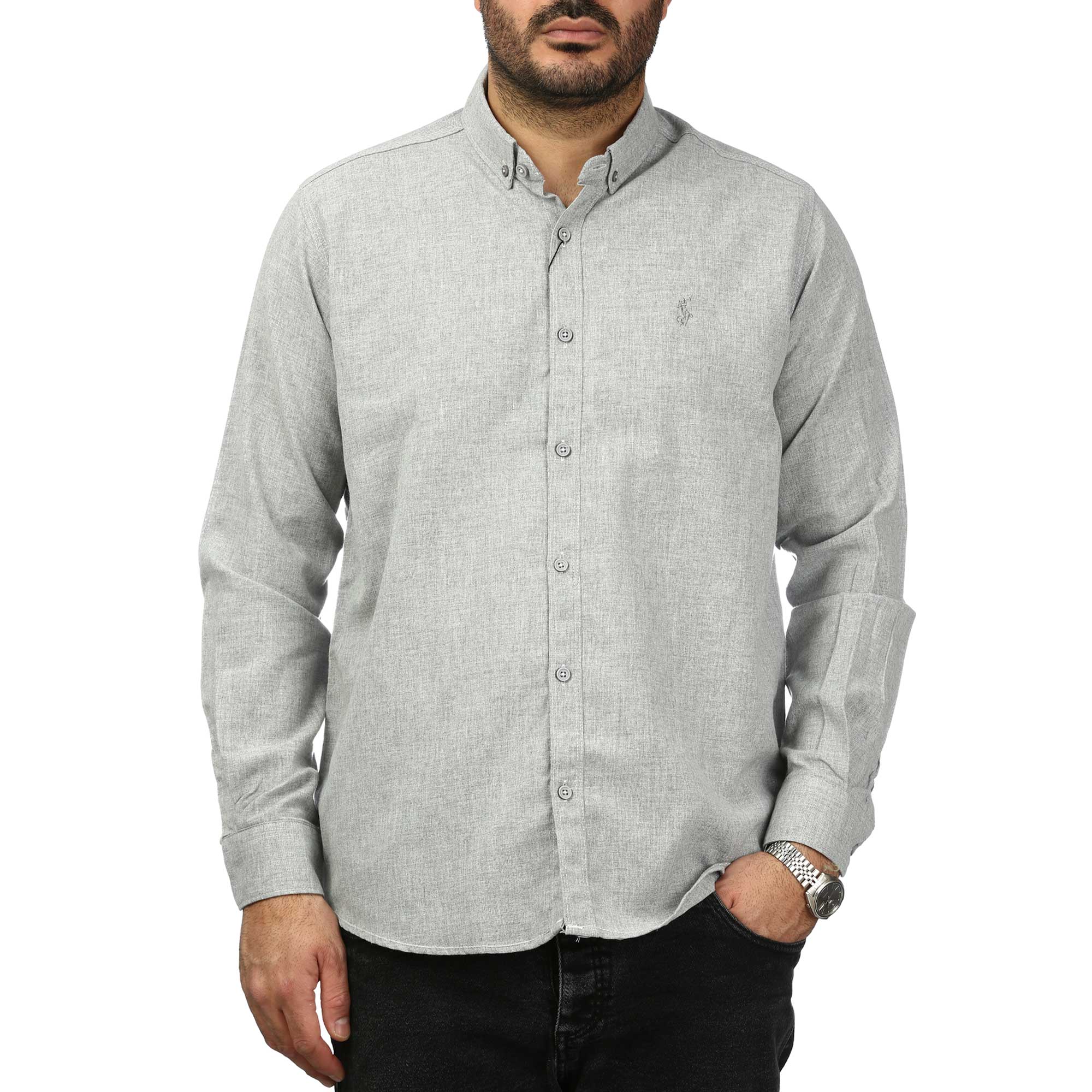 پیراهن آستین بلند لینن مردانه مدل 610598