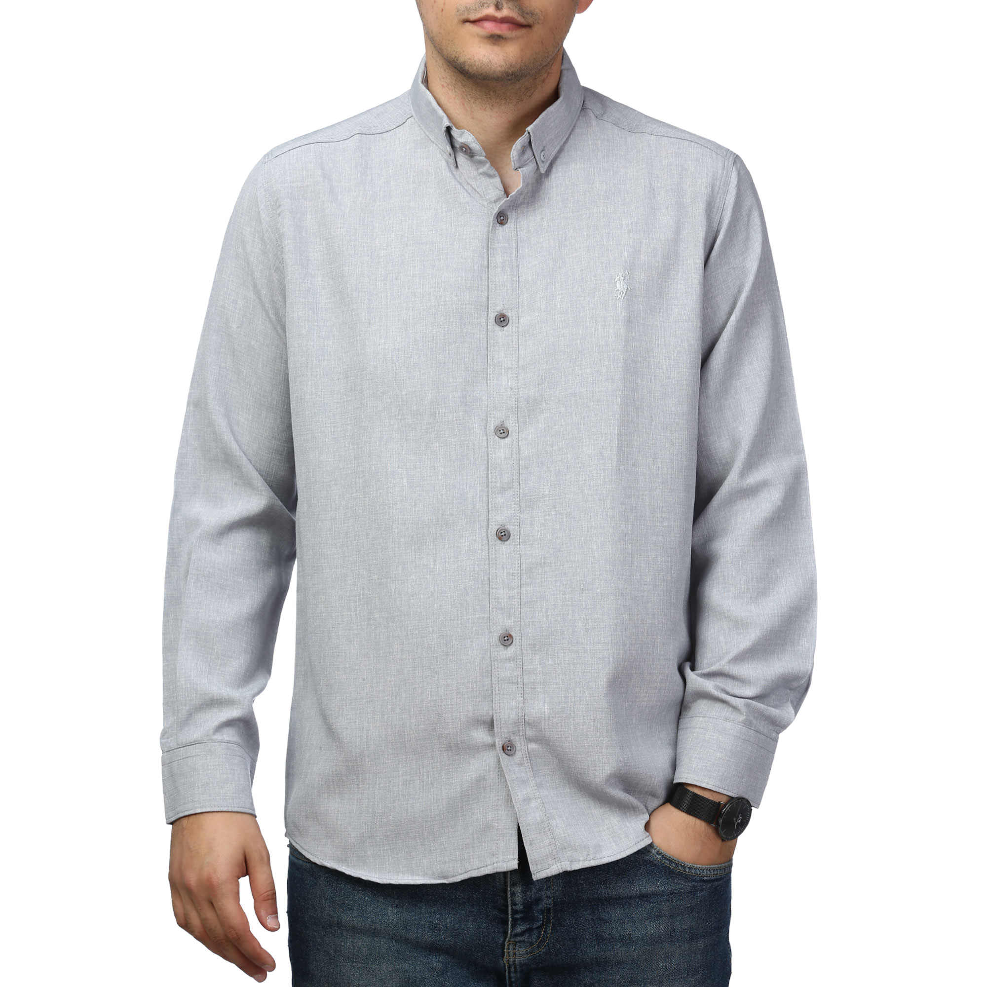 پیراهن آستین بلند لینن مردانه برند مد مدل 1410594