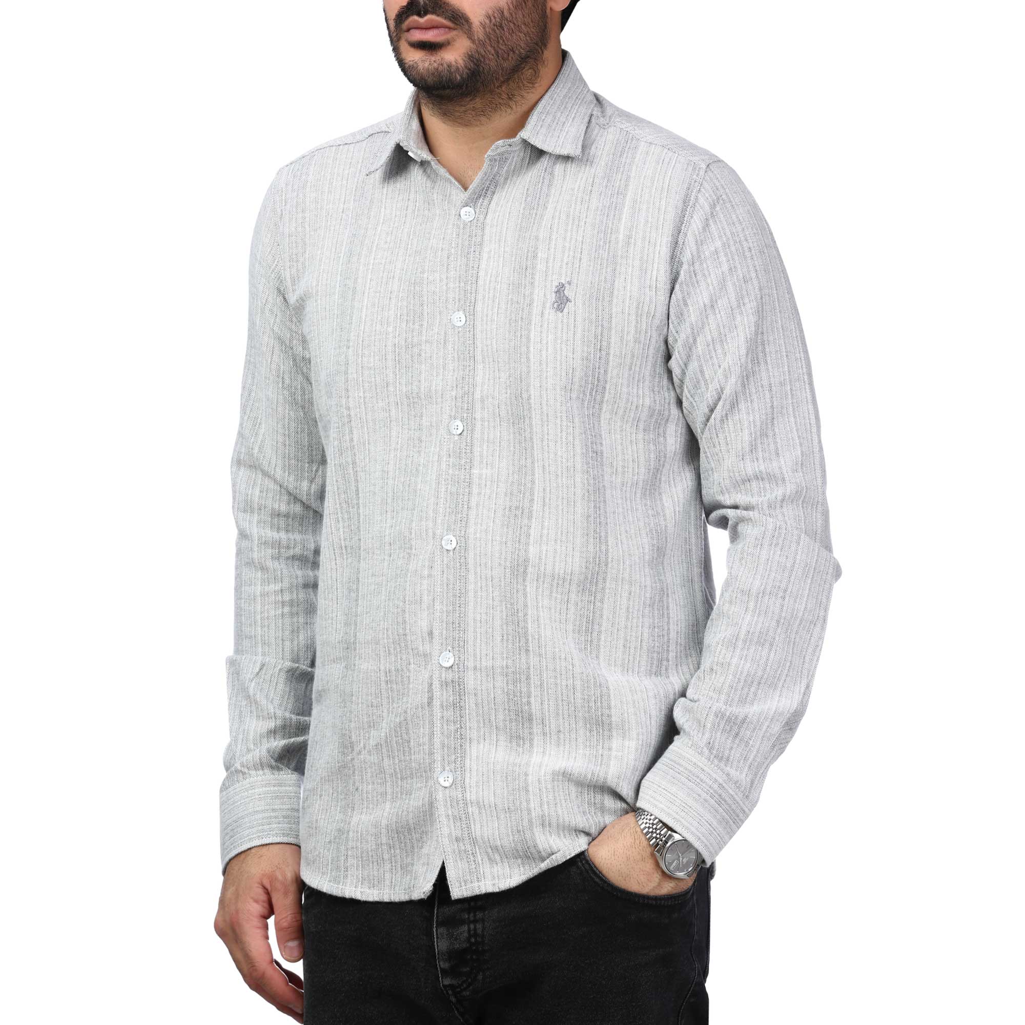 پیراهن آستین بلند راه راه مردانه مدل 6102071