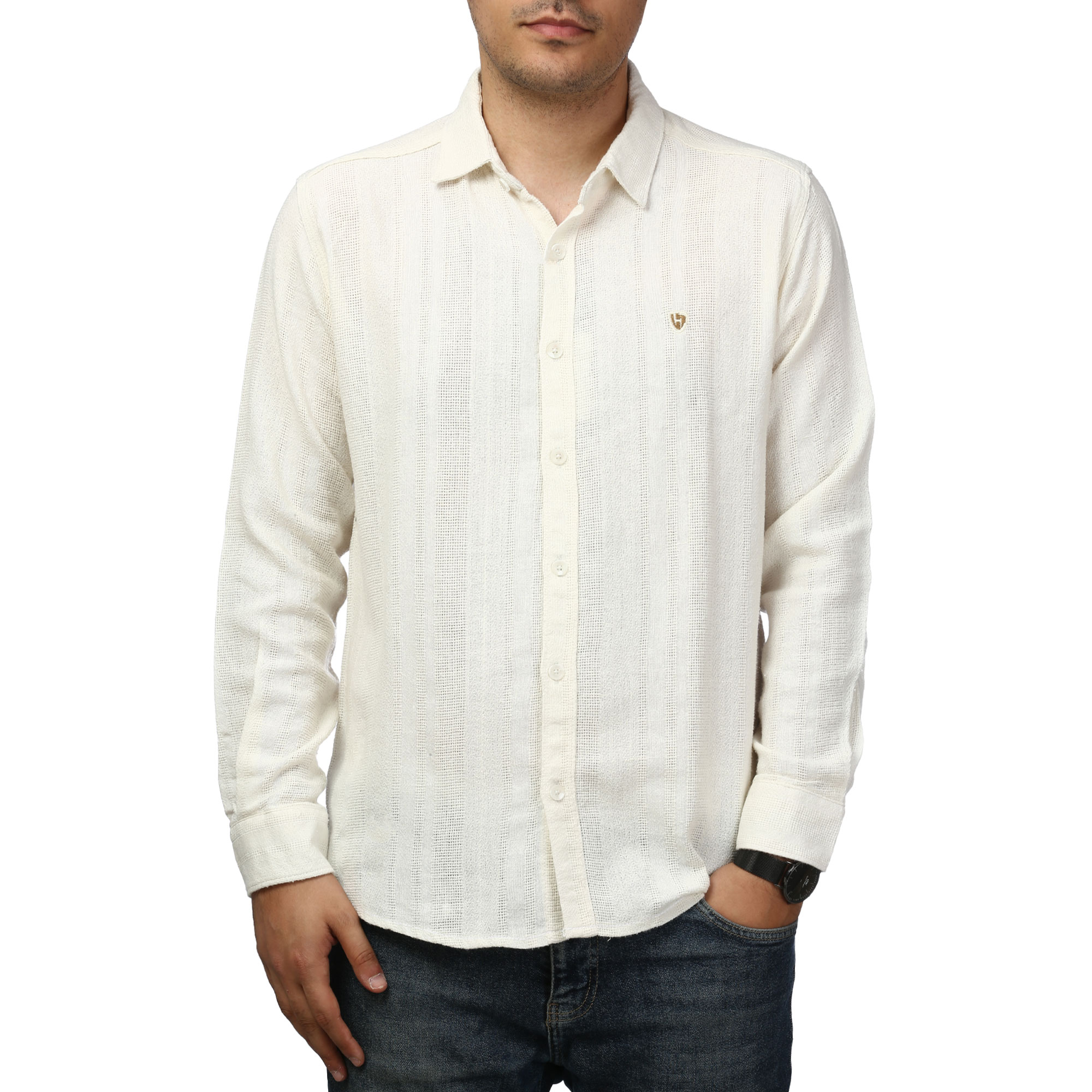 پیراهن آستین بلند کنفی مردانه مدل 61011040