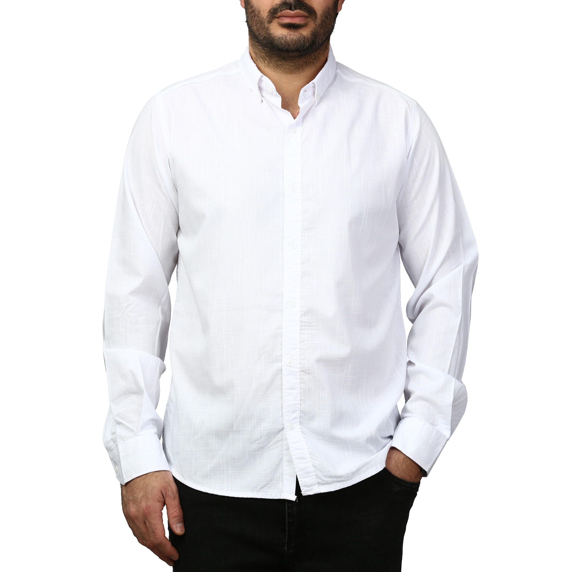 پیراهن آستین بلند لینن مردانه مدل 610599