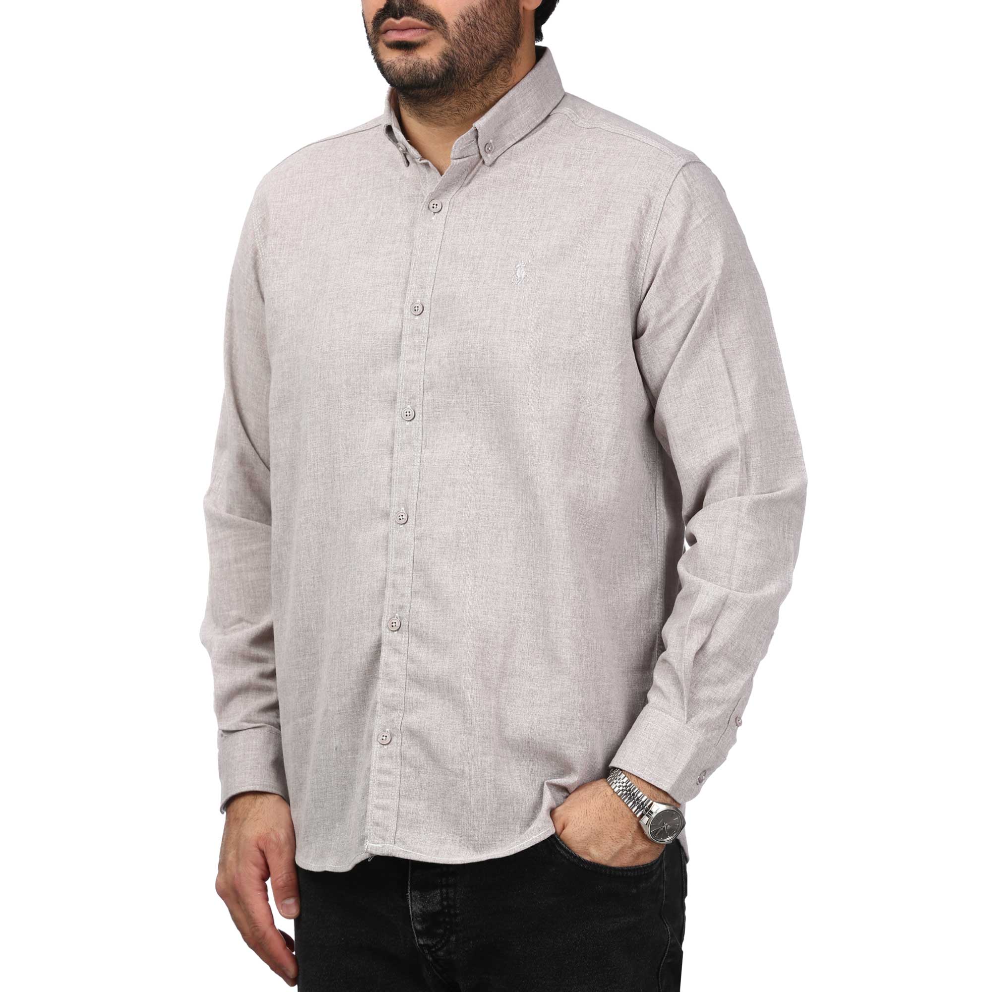 پیراهن آستین بلند لینن مردانه مدل 610592