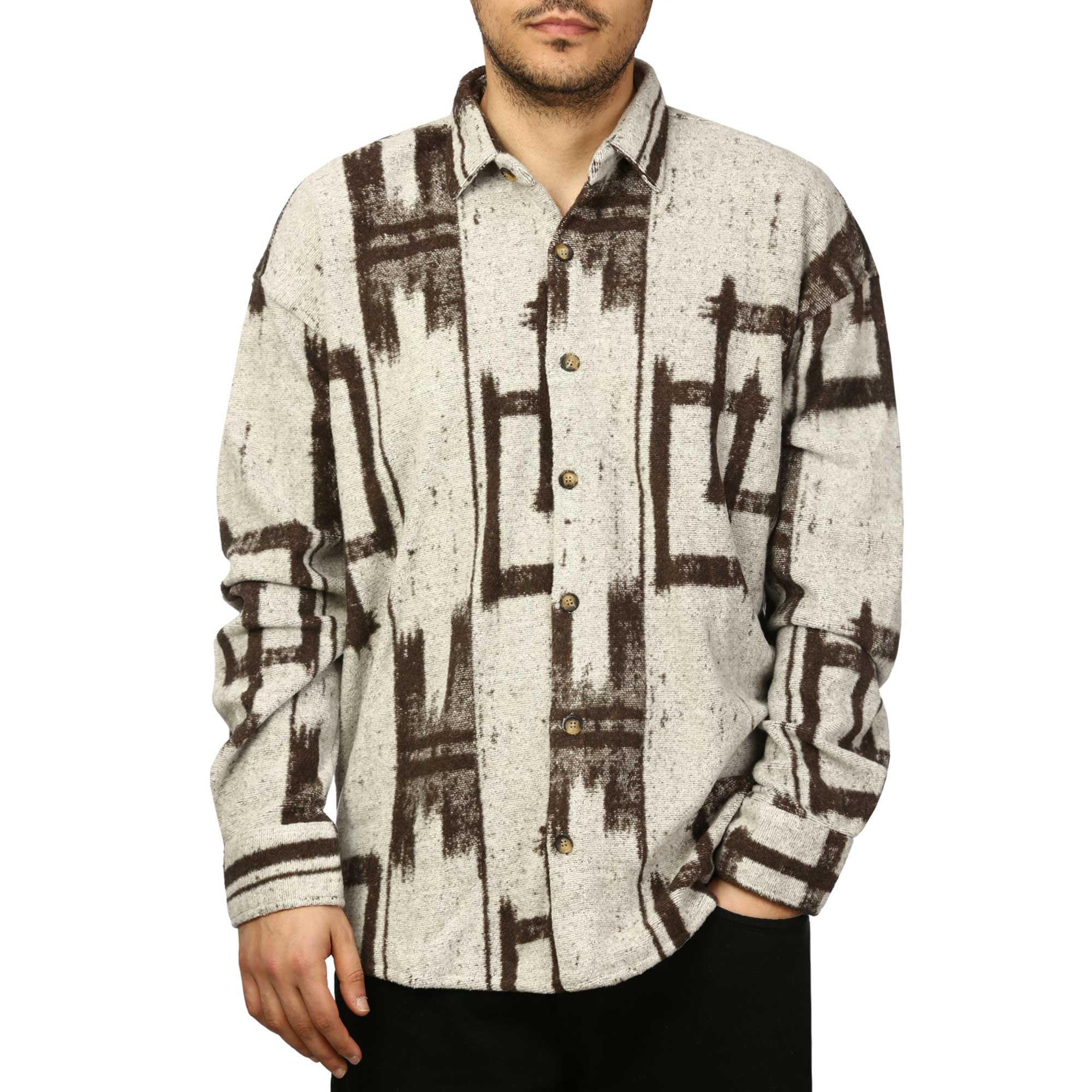 پیراهن آستین بلند طرح دار مردانه مدل 610312