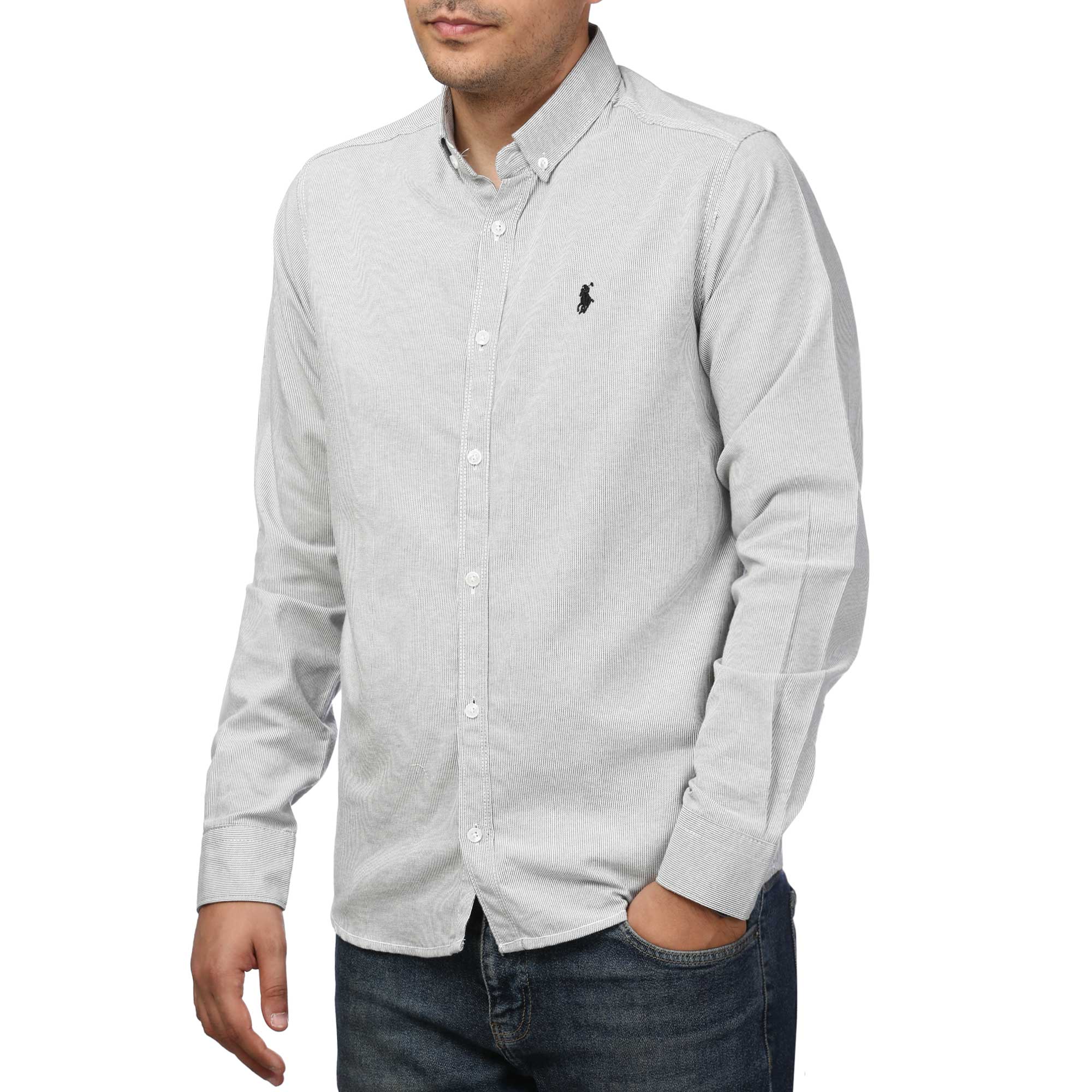 پیراهن آستین بلند راه راه مردانه برند مد مدل 14102017