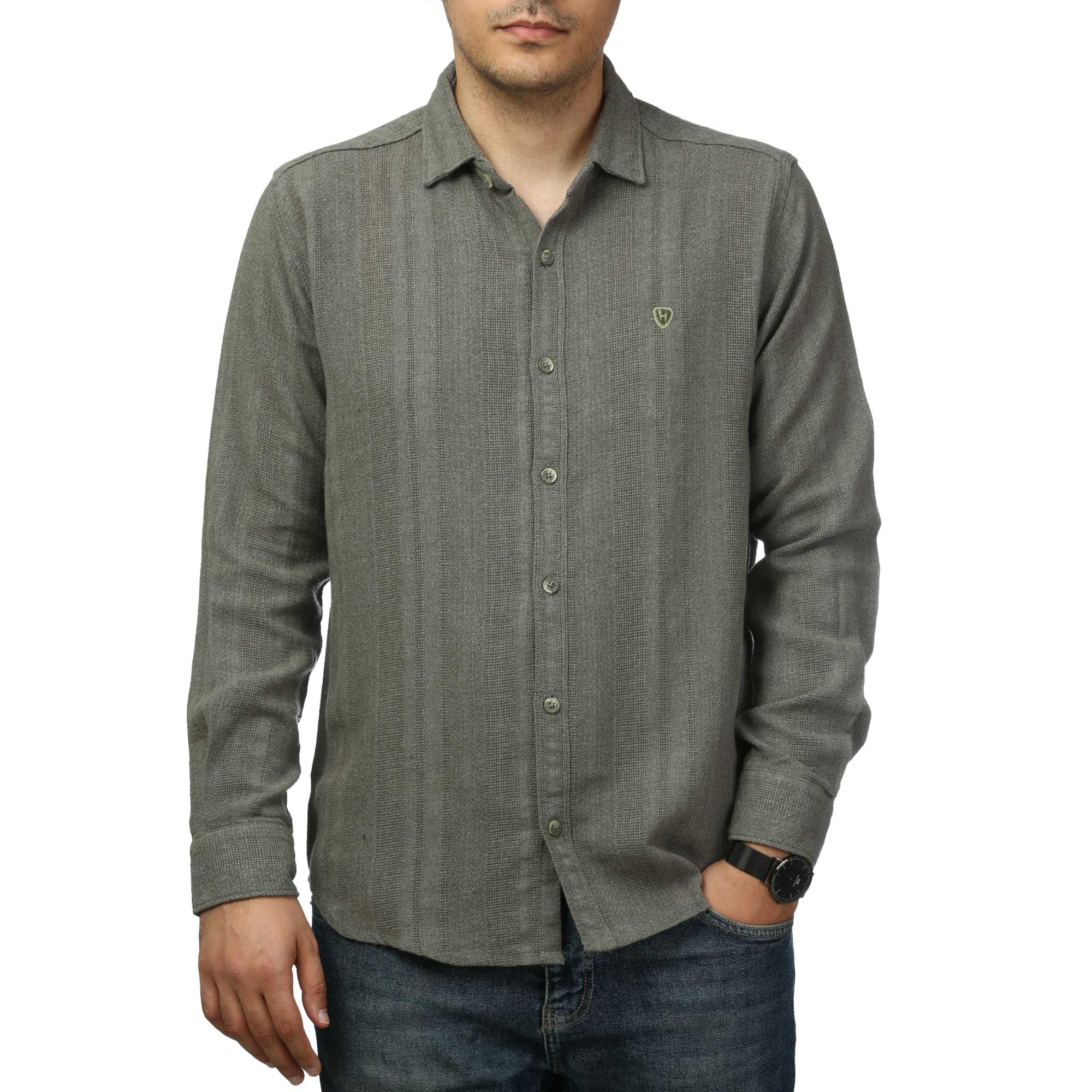 پیراهن آستین بلند کنفی مردانه مدل 61011038