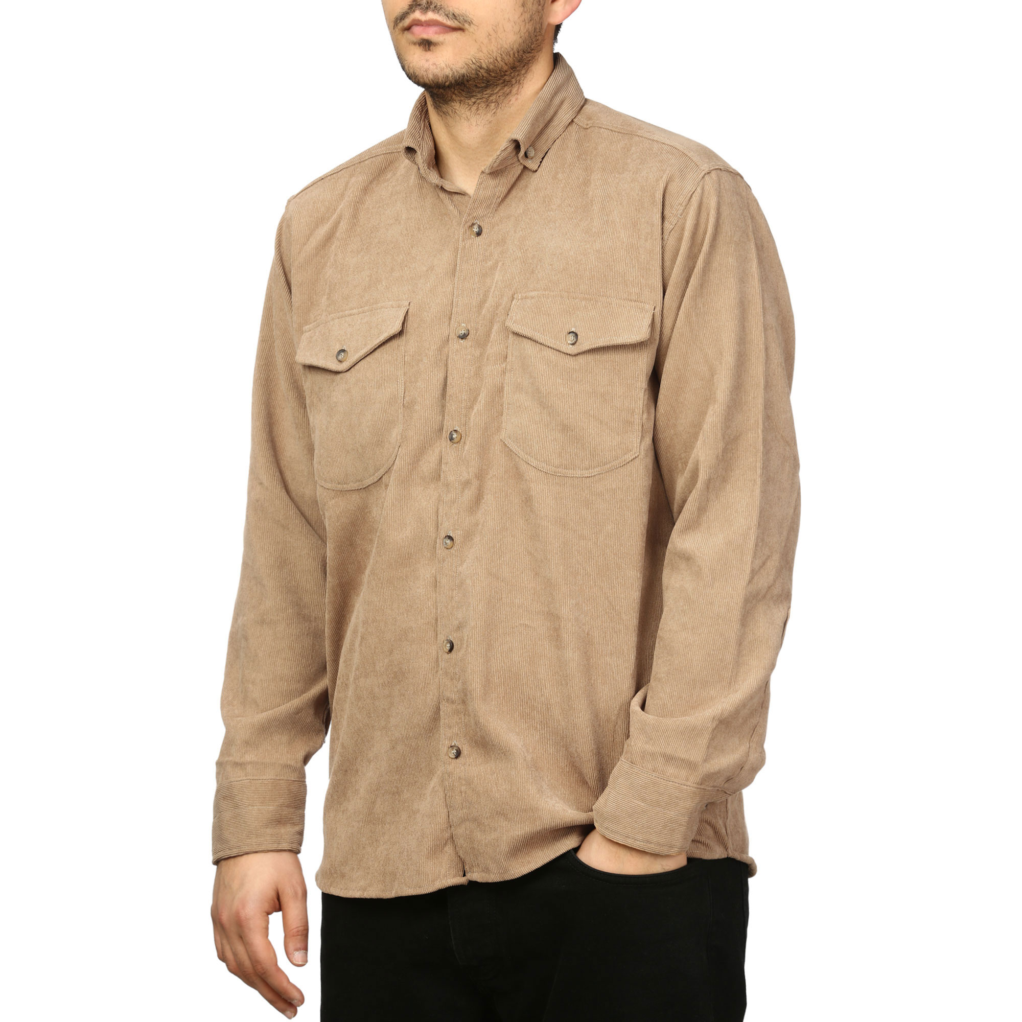 پیراهن آستین بلند مخمل کبریتی مردانه مدل 6209916