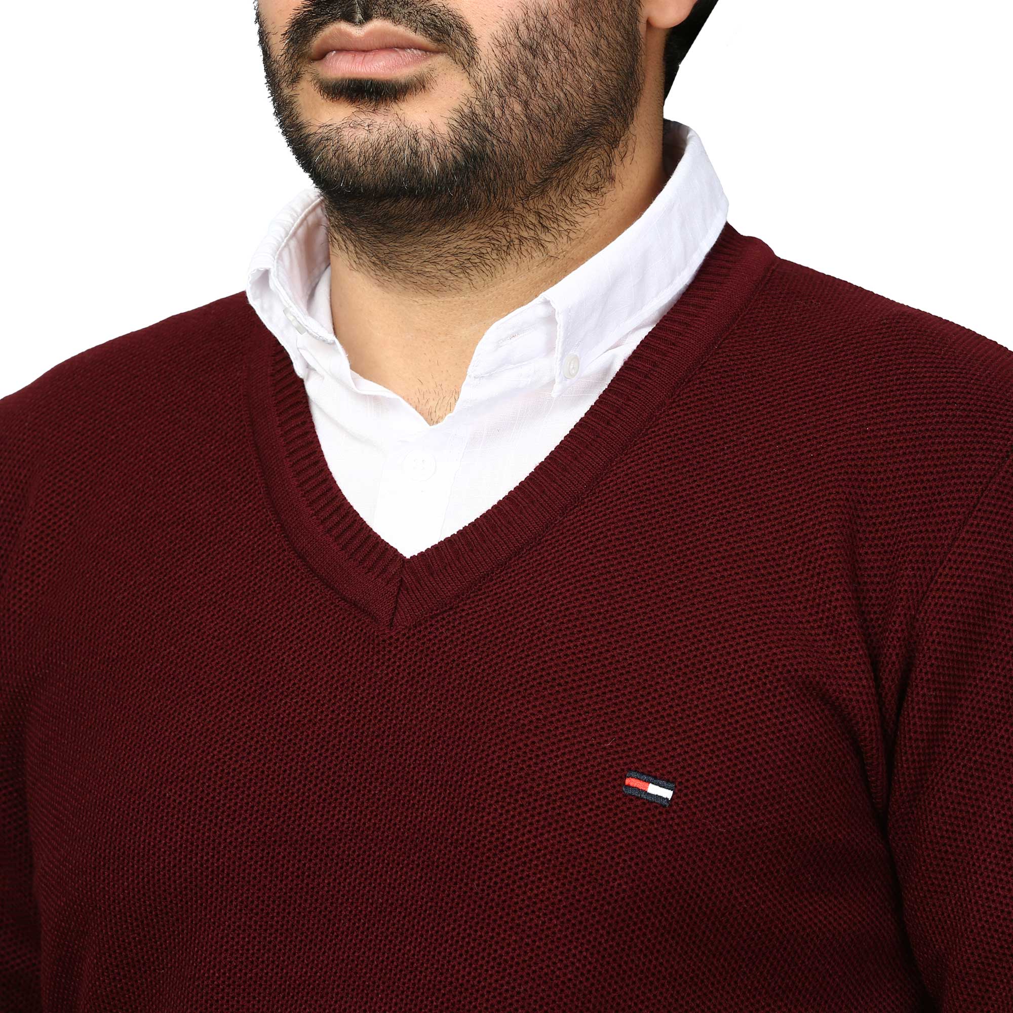 پلیور بافت یقه هفت فندوقی مردانه مدل 669858