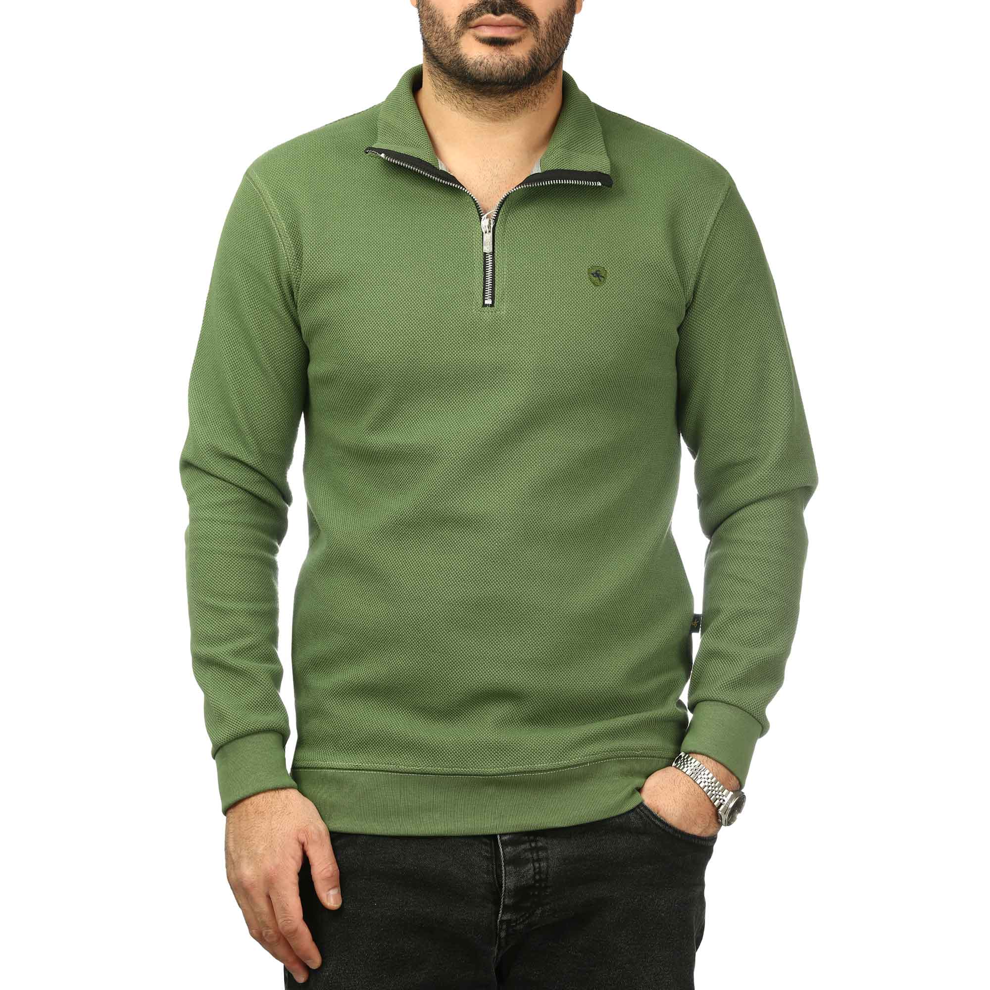 بلوز نیم زیپ بیسکوییتی مردانه سیزر مدل 15101058