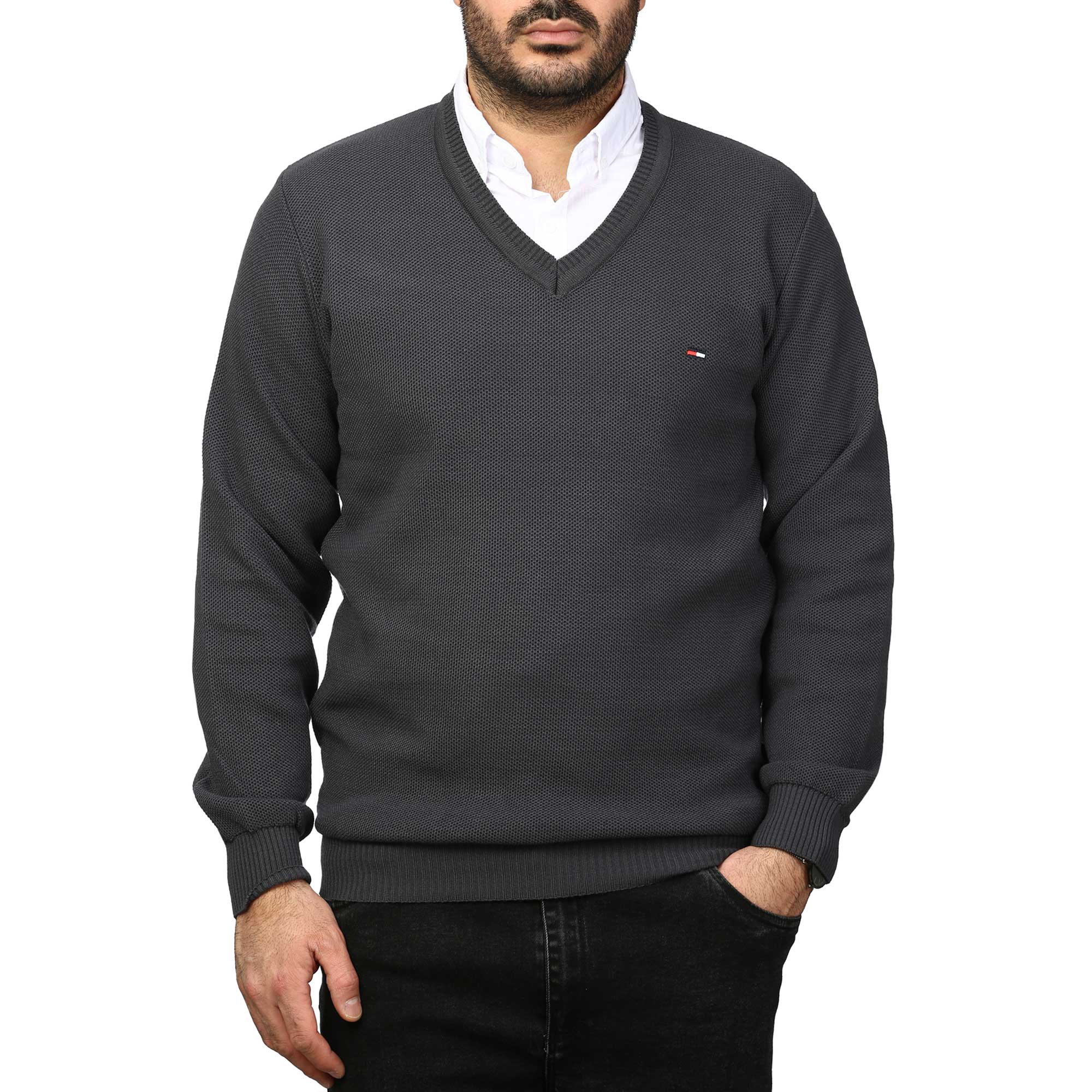 پلیور بافت یقه هفت فندوقی مردانه مدل 6698511