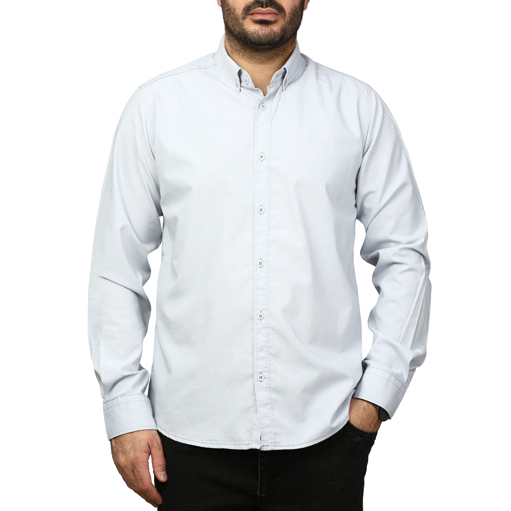 پیراهن آستین بلند لینن مردانه مدل 6105911