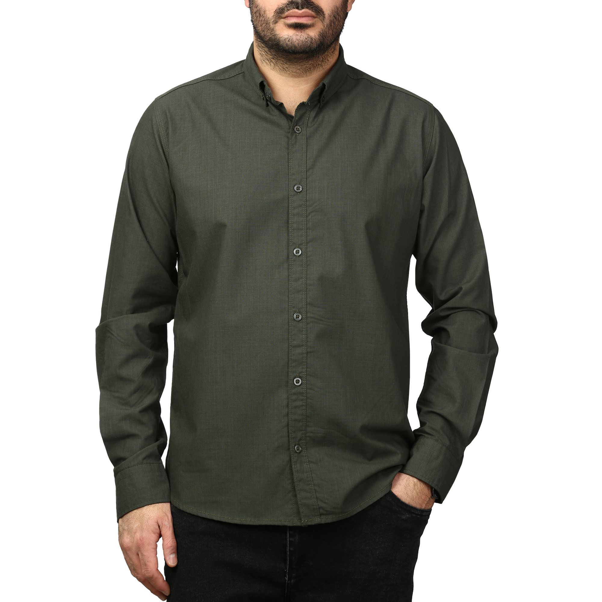 پیراهن آستین بلند لینن مردانه مدل 6105914