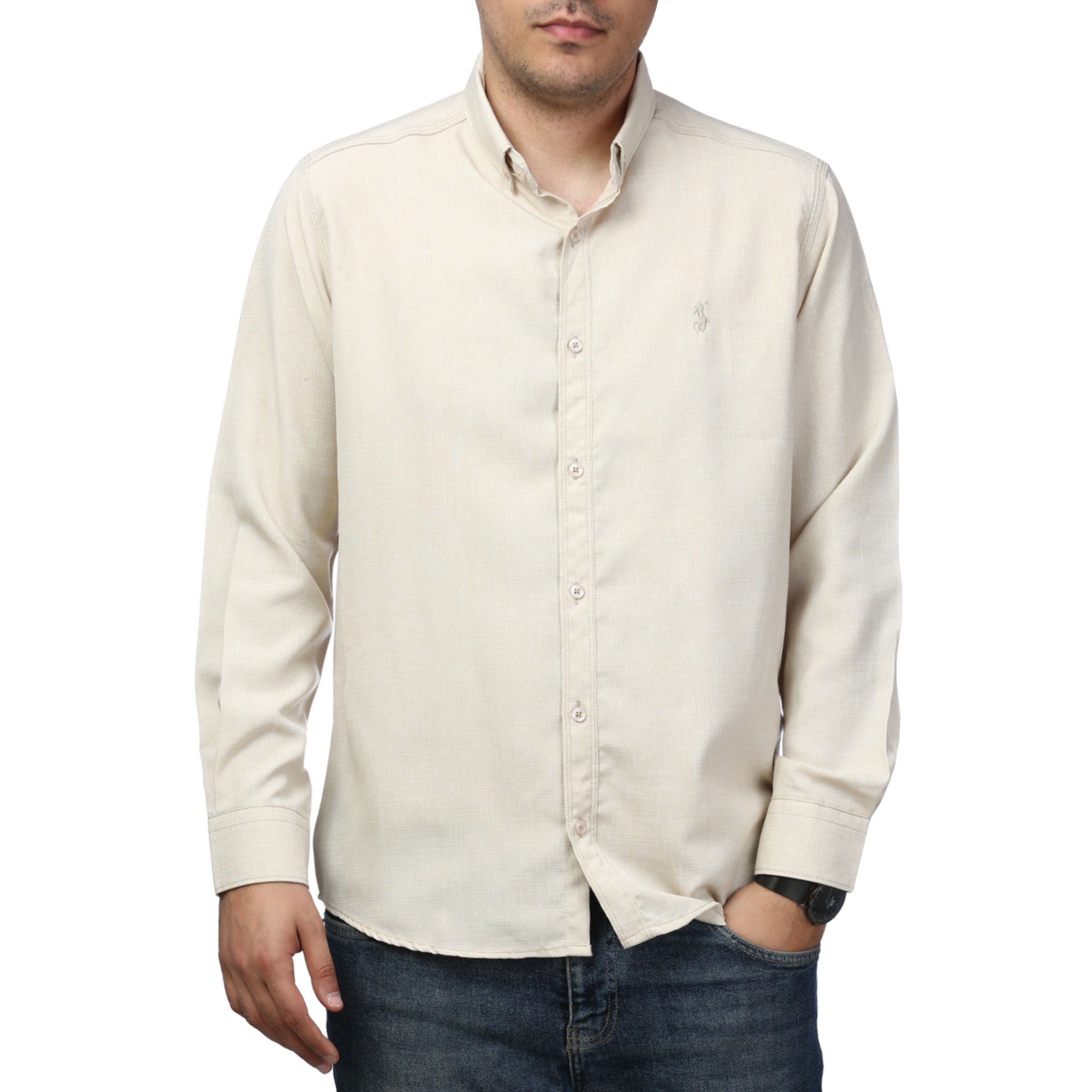 پیراهن آستین بلند لینن مردانه برند مد مدل 1410593