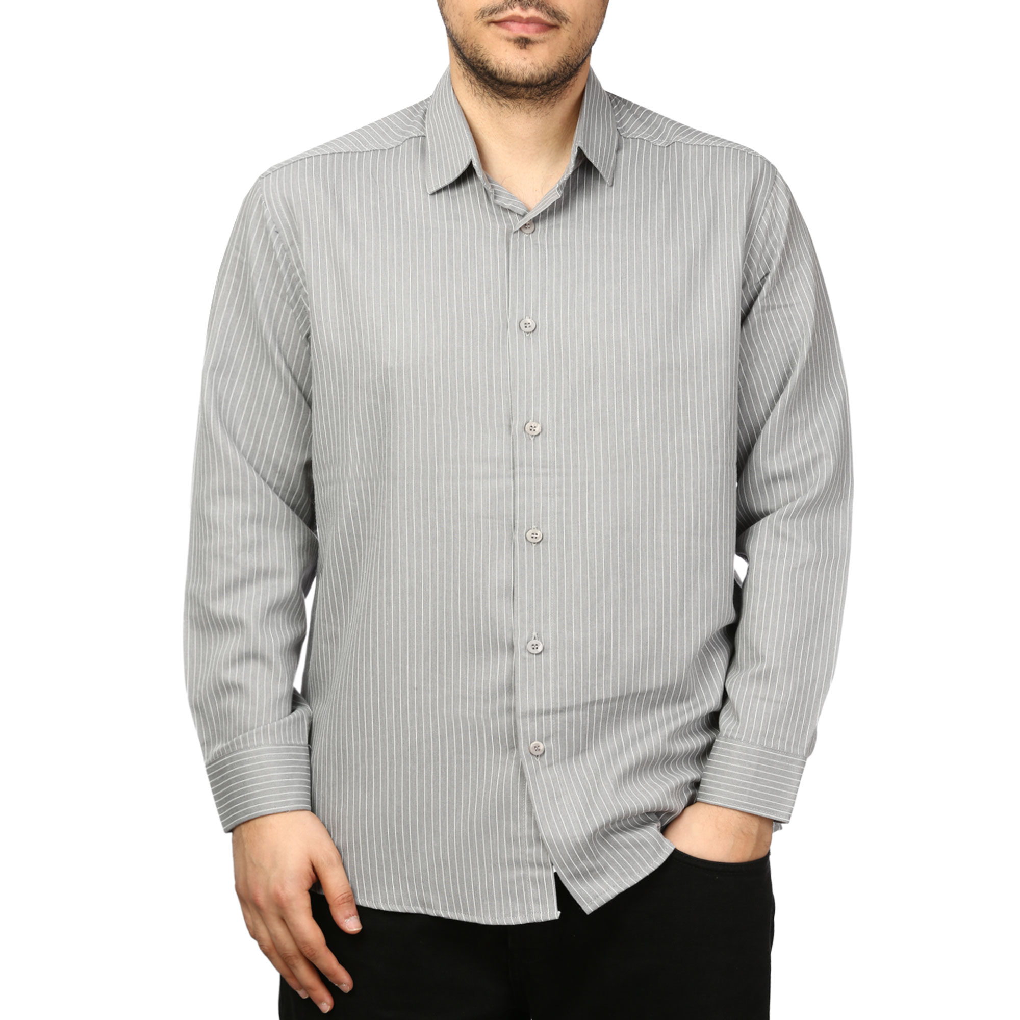 پیراهن آستین بلند راه راه مردانه مدل 620603