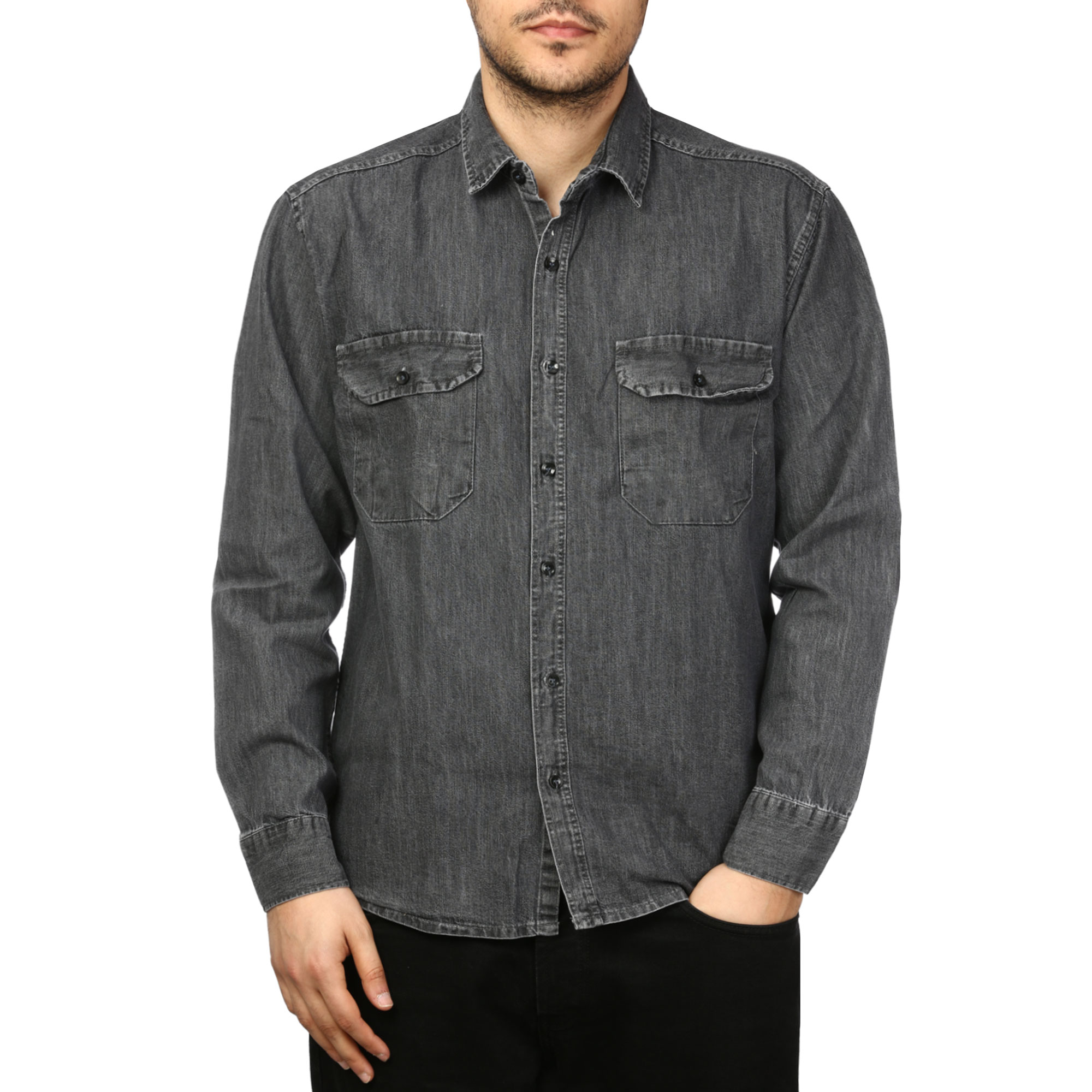پیراهن آستین بلند جین مردانه مدل 620196