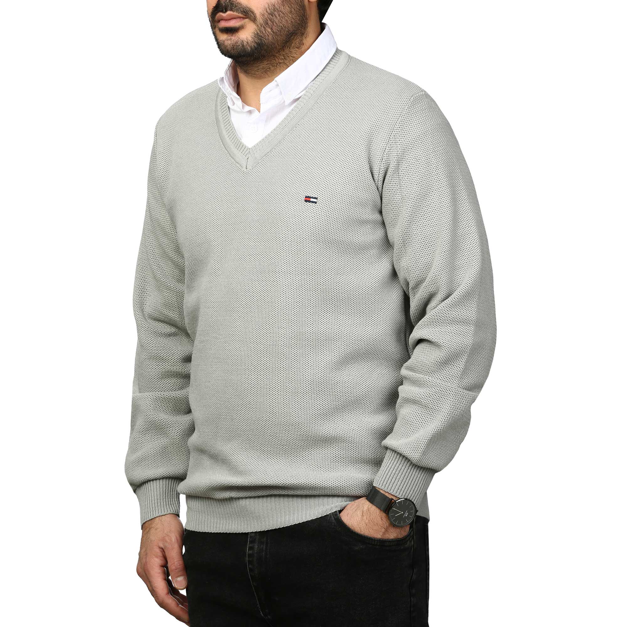 پلیور بافت یقه هفت فندوقی مردانه مدل 6698512