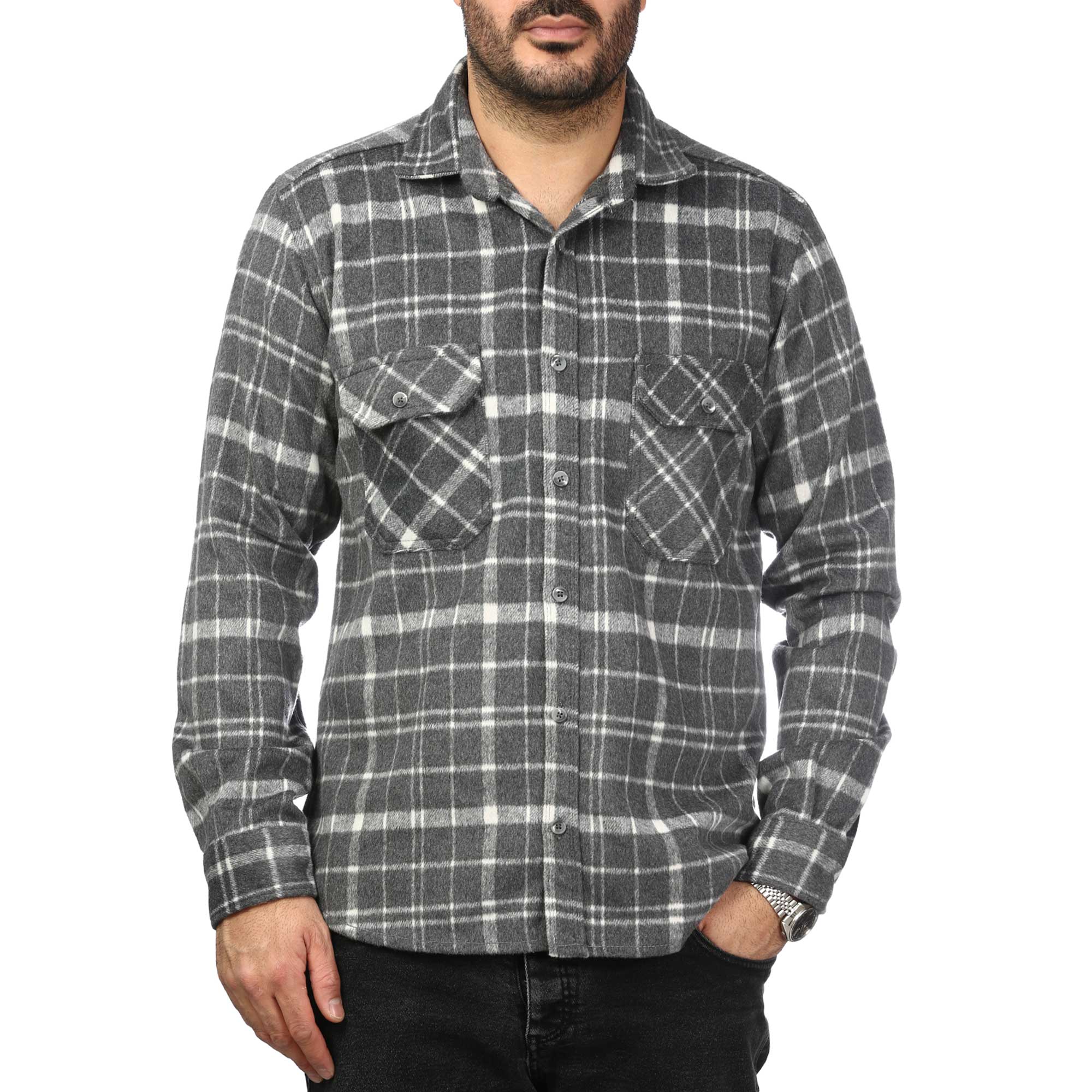 پیراهن آستین بلند پشمی مردانه مدل 6103894