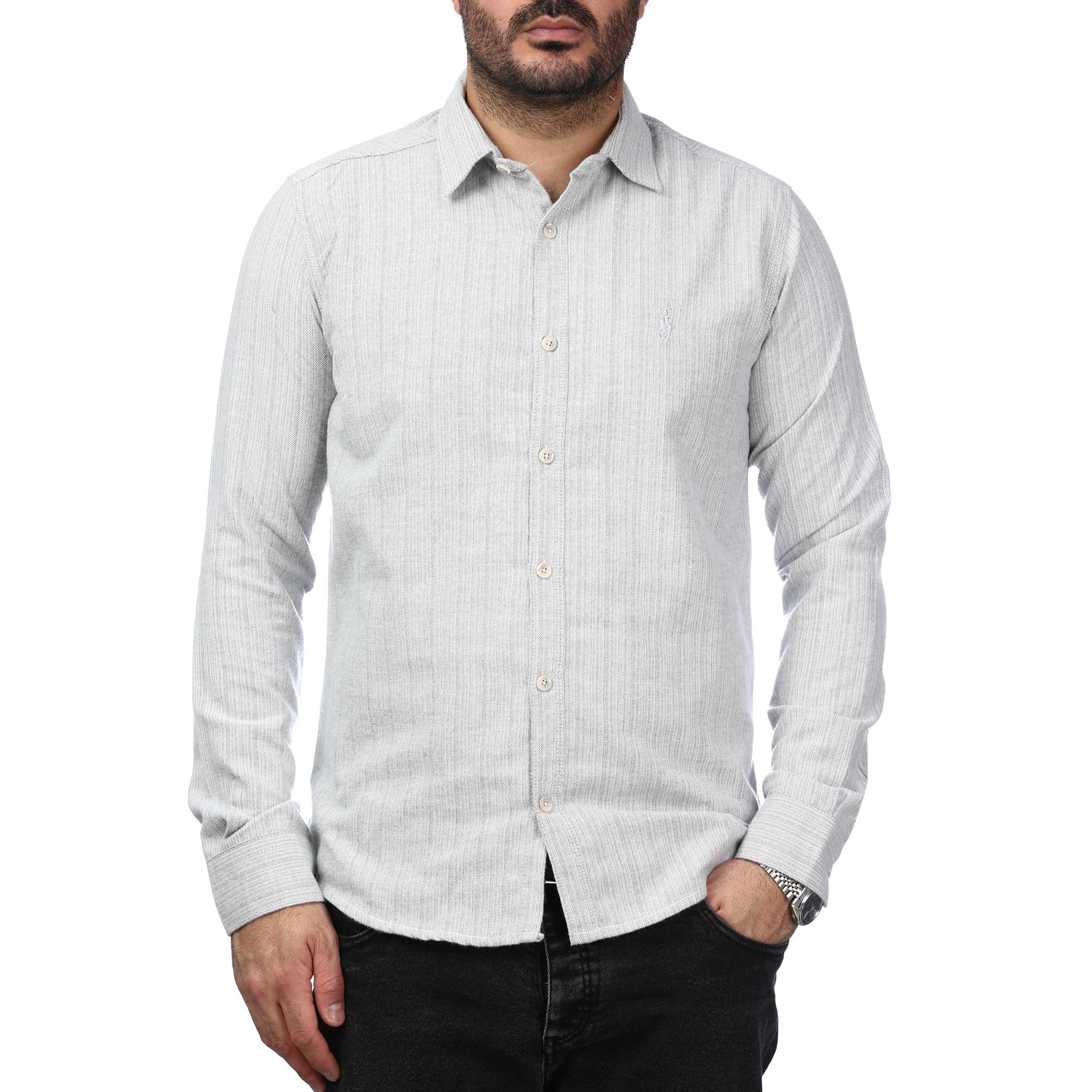 پیراهن آستین بلند راه راه مردانه مدل 6102069