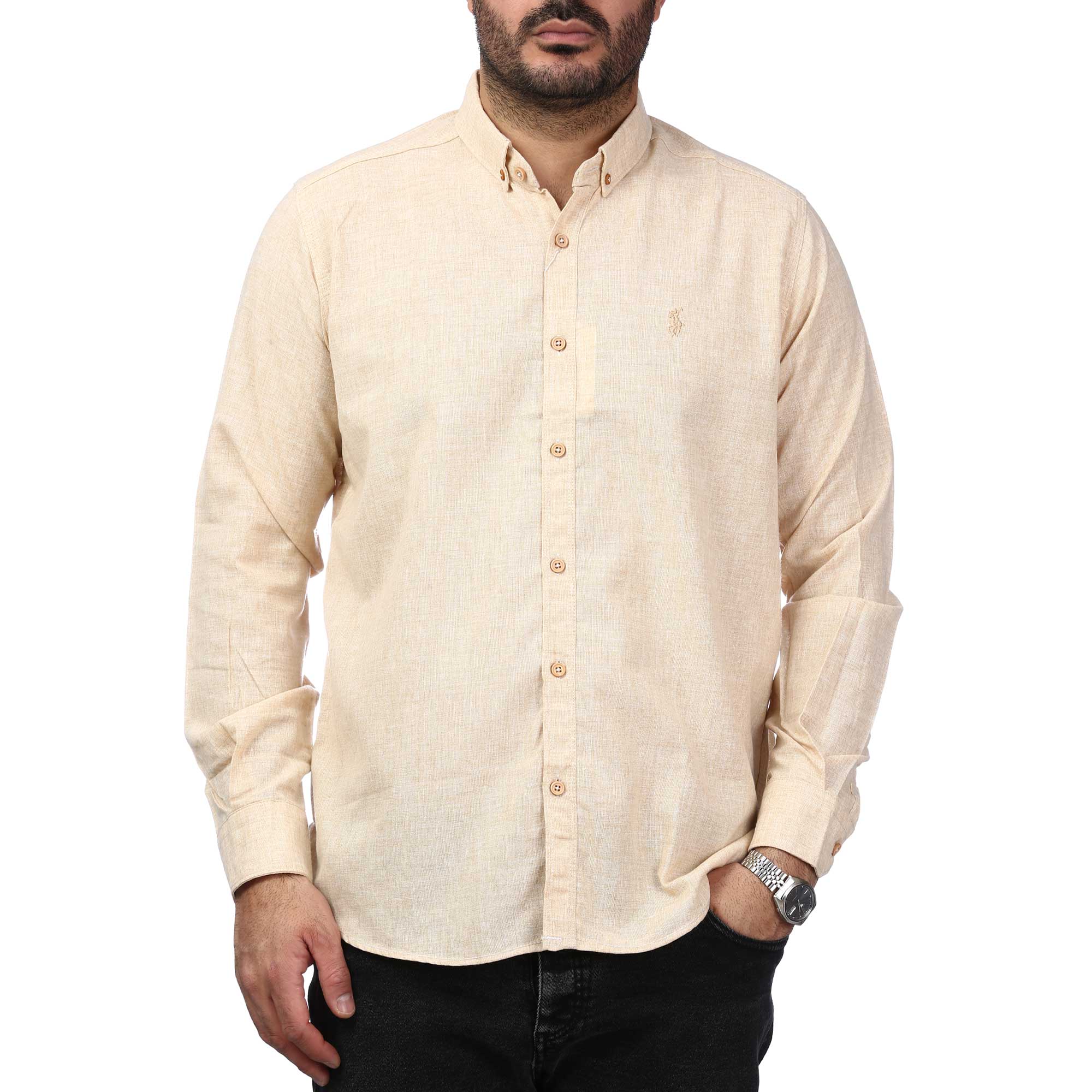 پیراهن آستین بلند لینن مردانه مدل 610596