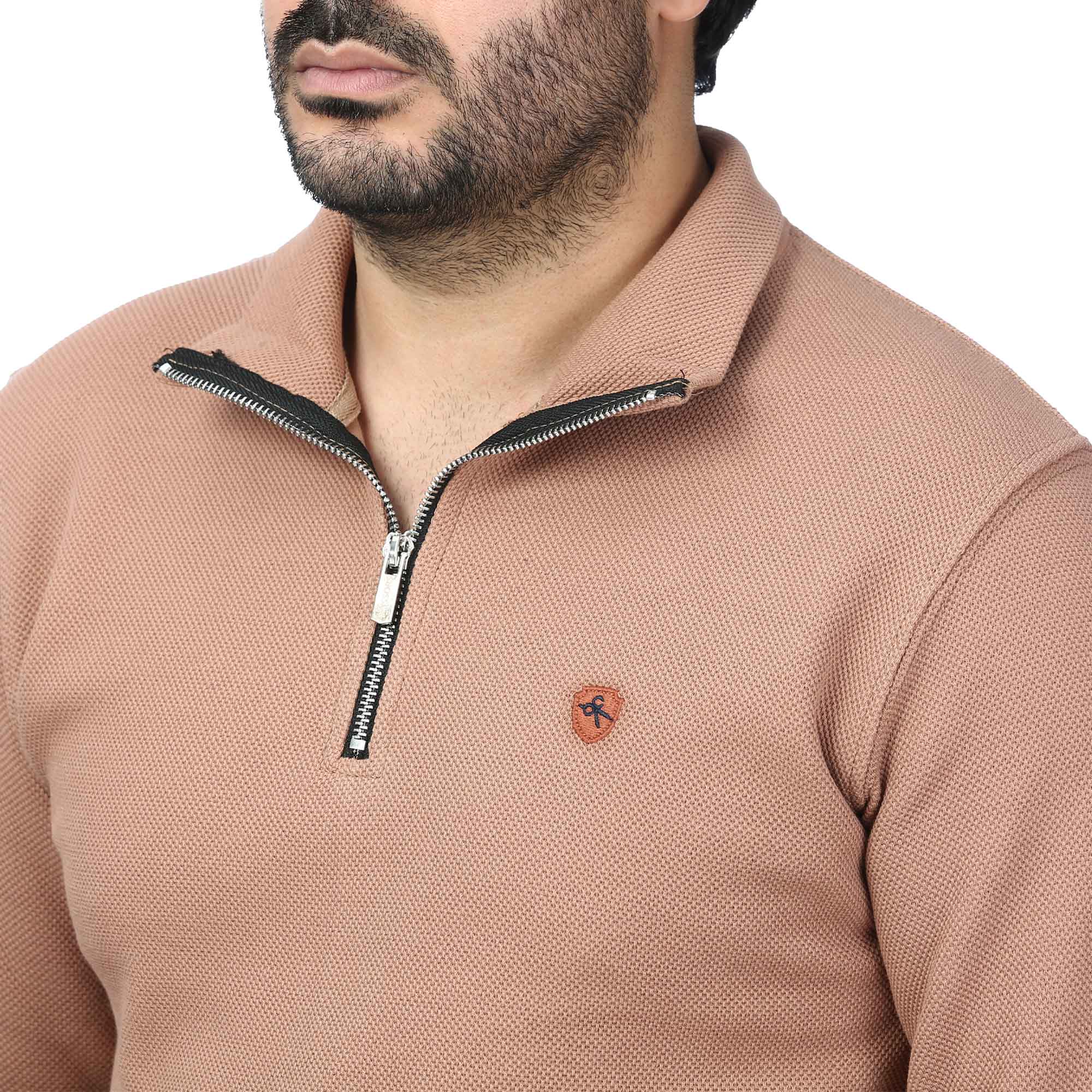 بلوز نیم زیپ بیسکوییتی مردانه سیزر مدل 15101057