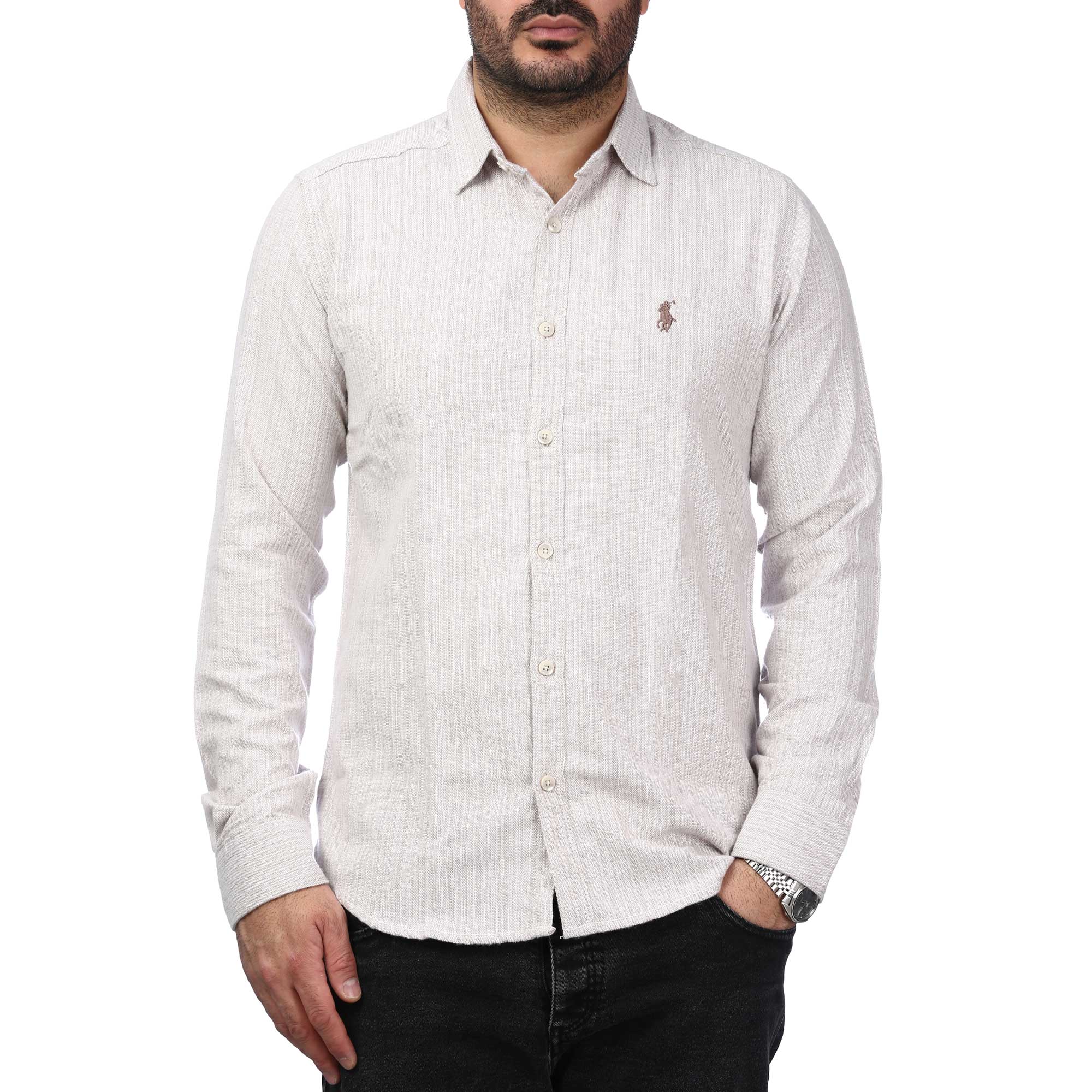 پیراهن آستین بلند راه راه مردانه مدل 6102070