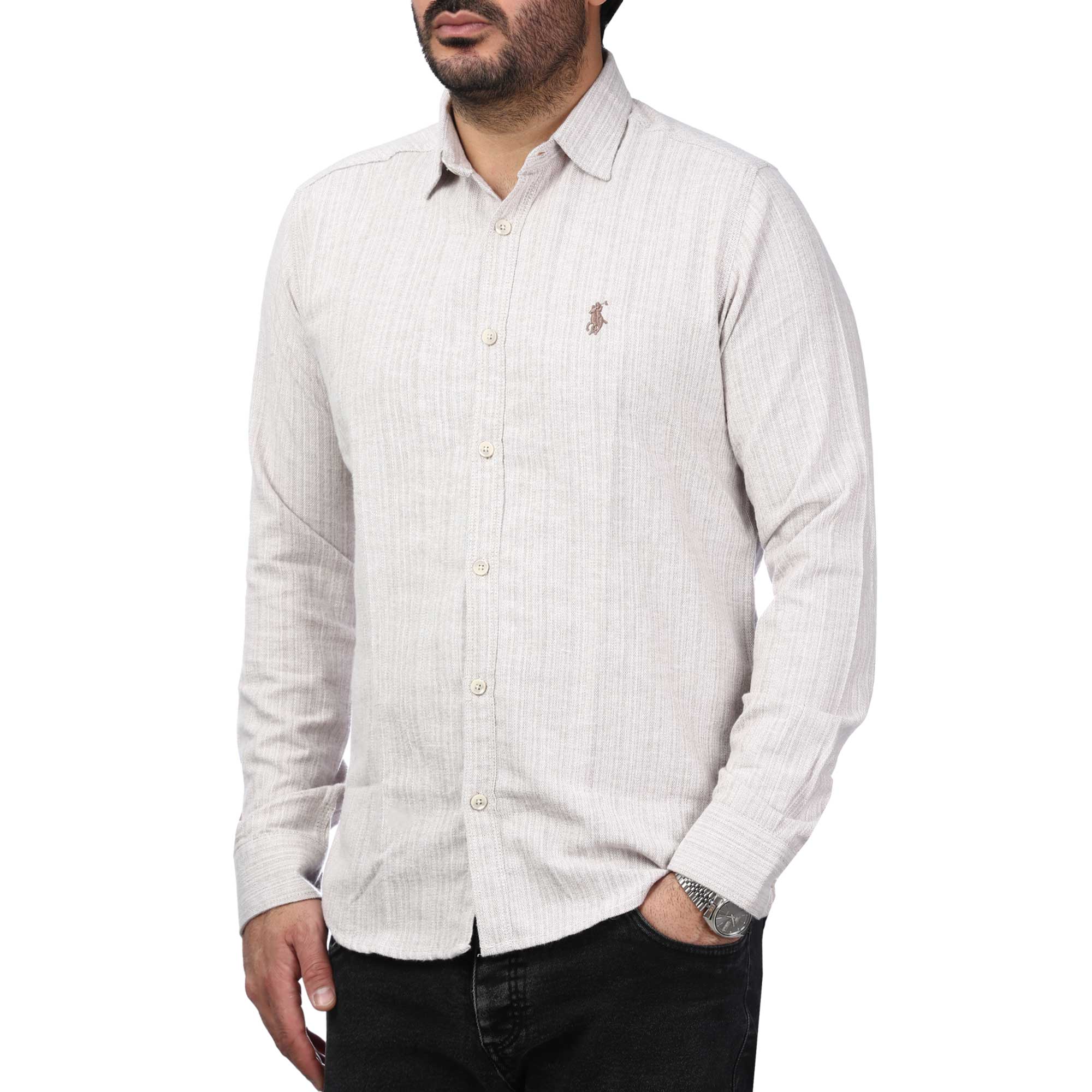 پیراهن آستین بلند راه راه مردانه مدل 6102070