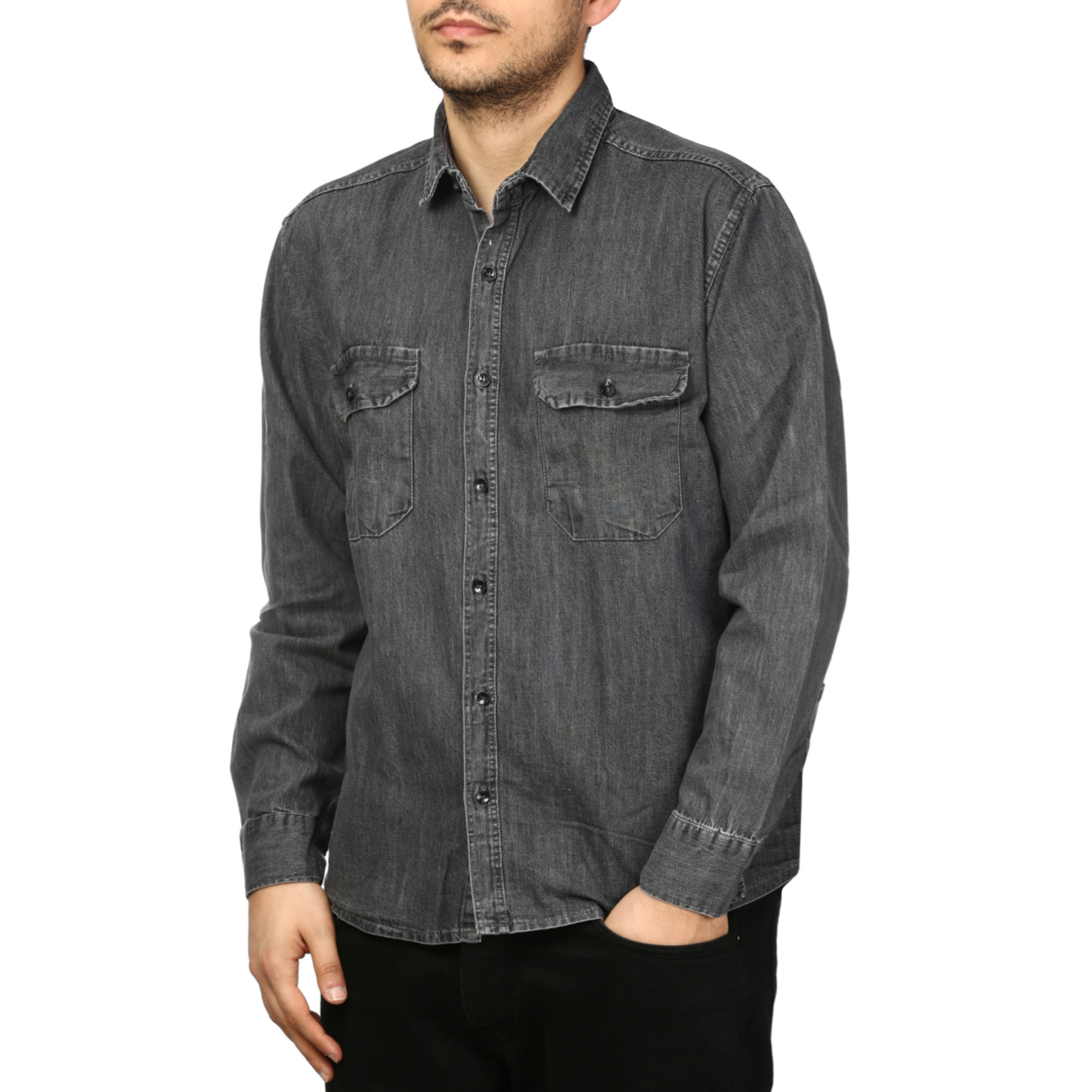 پیراهن آستین بلند جین مردانه مدل 620196