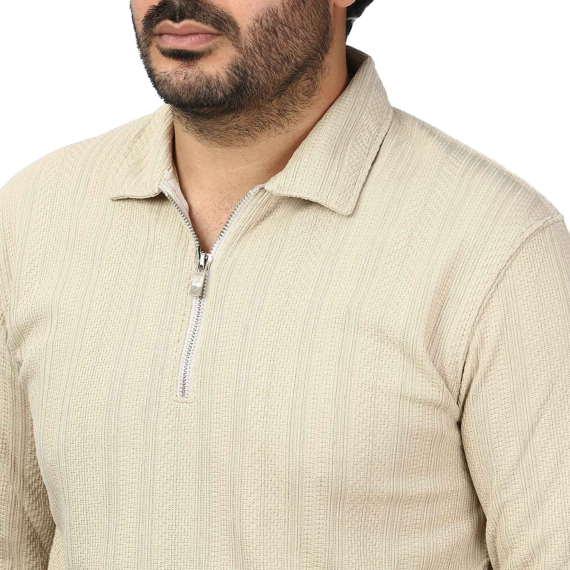 پولوشرت آستین بلند نیم زیپ مردانه سیزر مدل 1550454