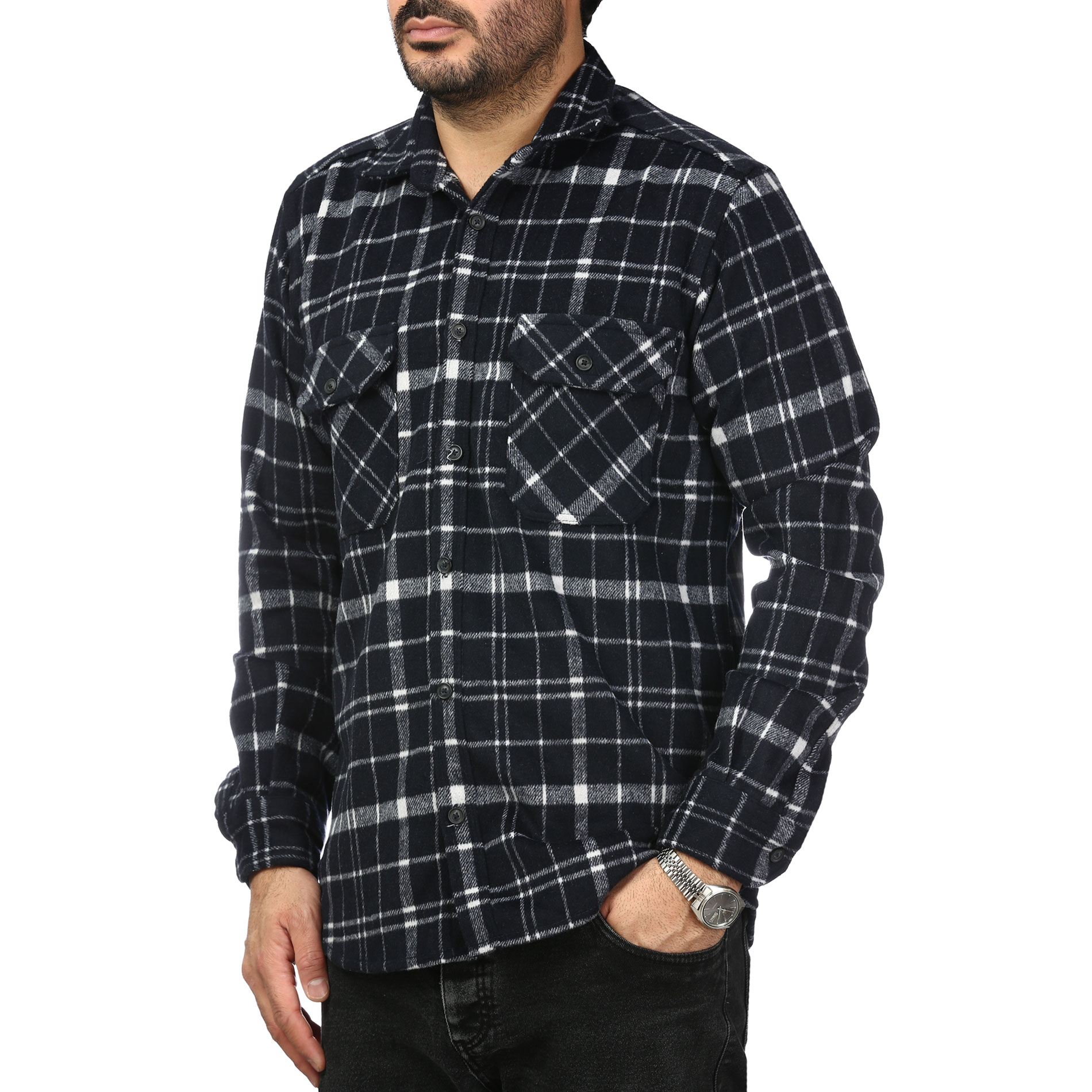 پیراهن آستین بلند پشمی مردانه مدل 6103895