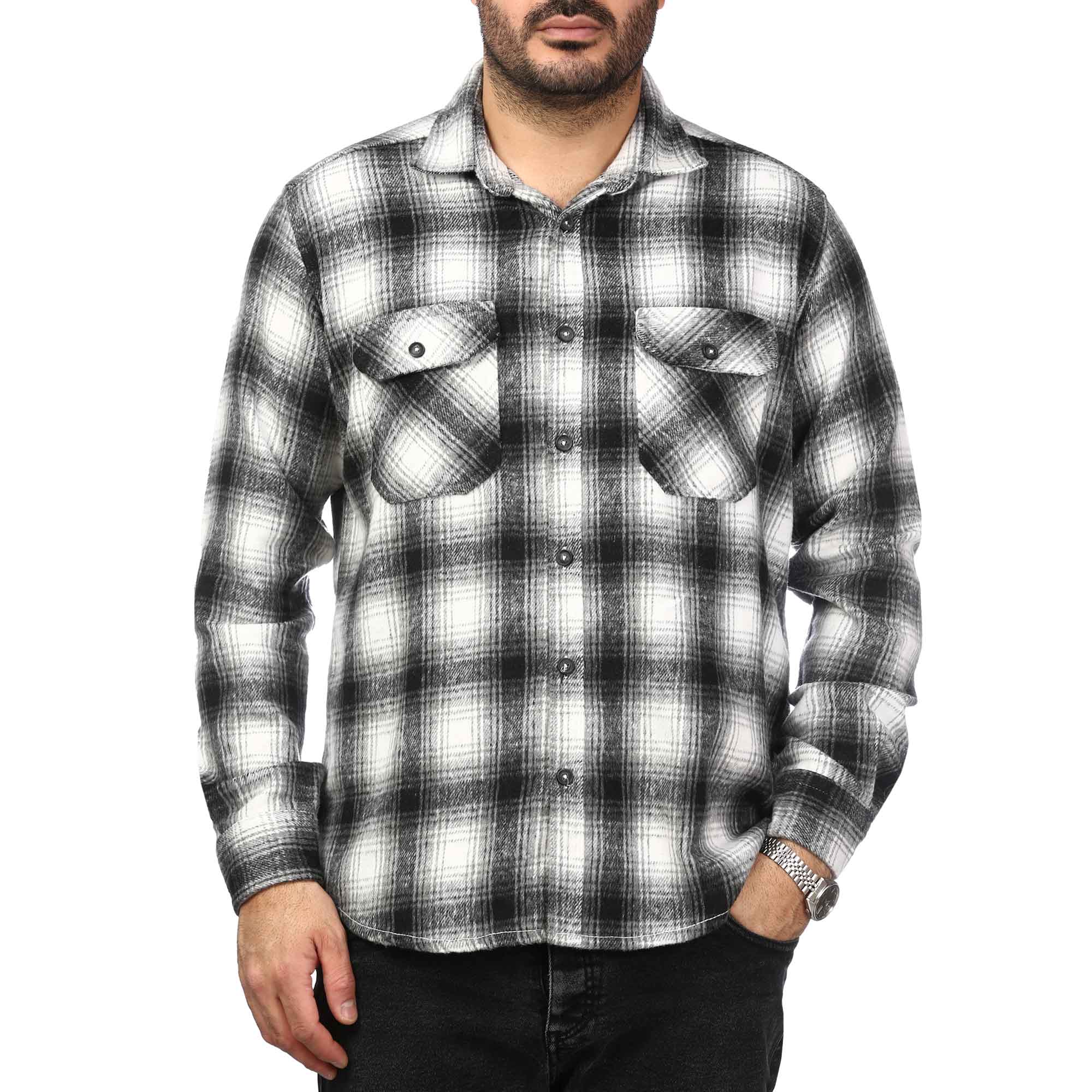 پیراهن آستین بلند پشمی ضخیم مردانه برند مد مدل 1410382