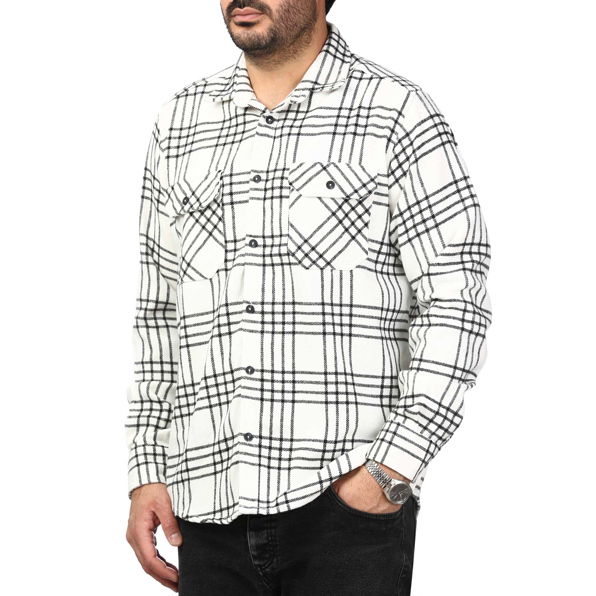 پیراهن آستین بلند پشمی ضخیم مردانه برند مد مدل 1410384