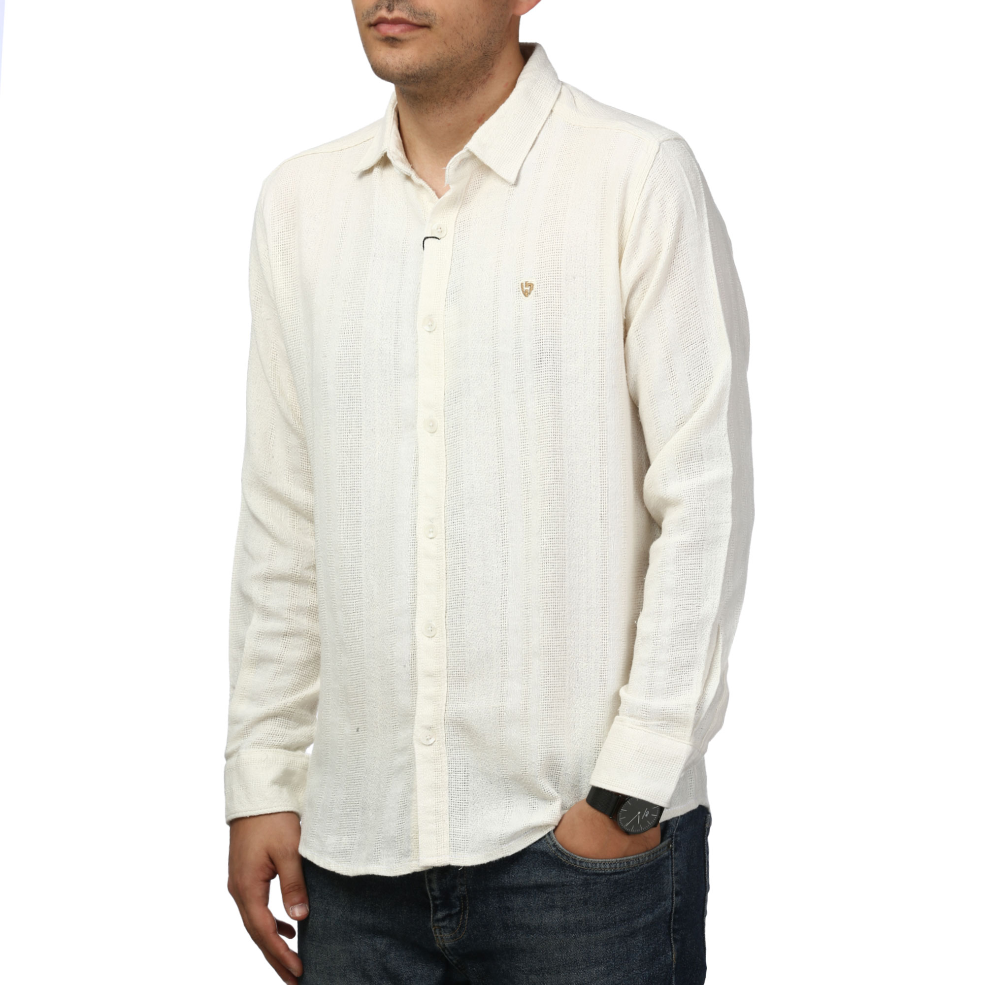 پیراهن آستین بلند کنفی مردانه مدل 61011040