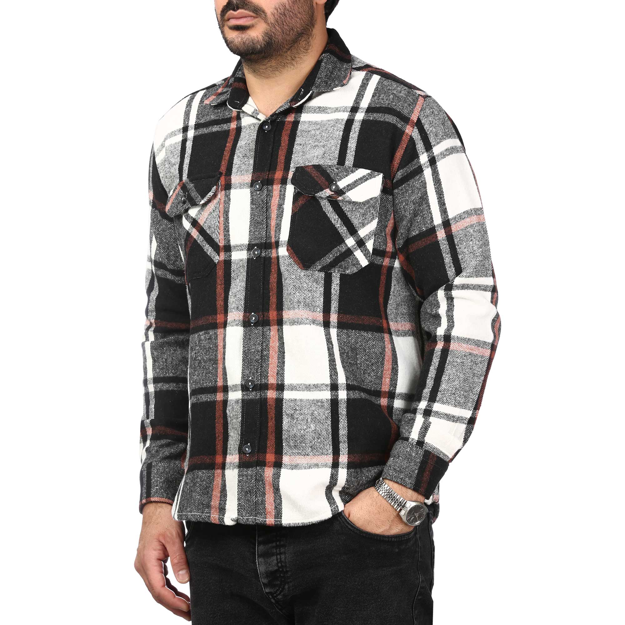 پیراهن آستین بلند پشمی ضخیم مردانه برند مد مدل 1410385