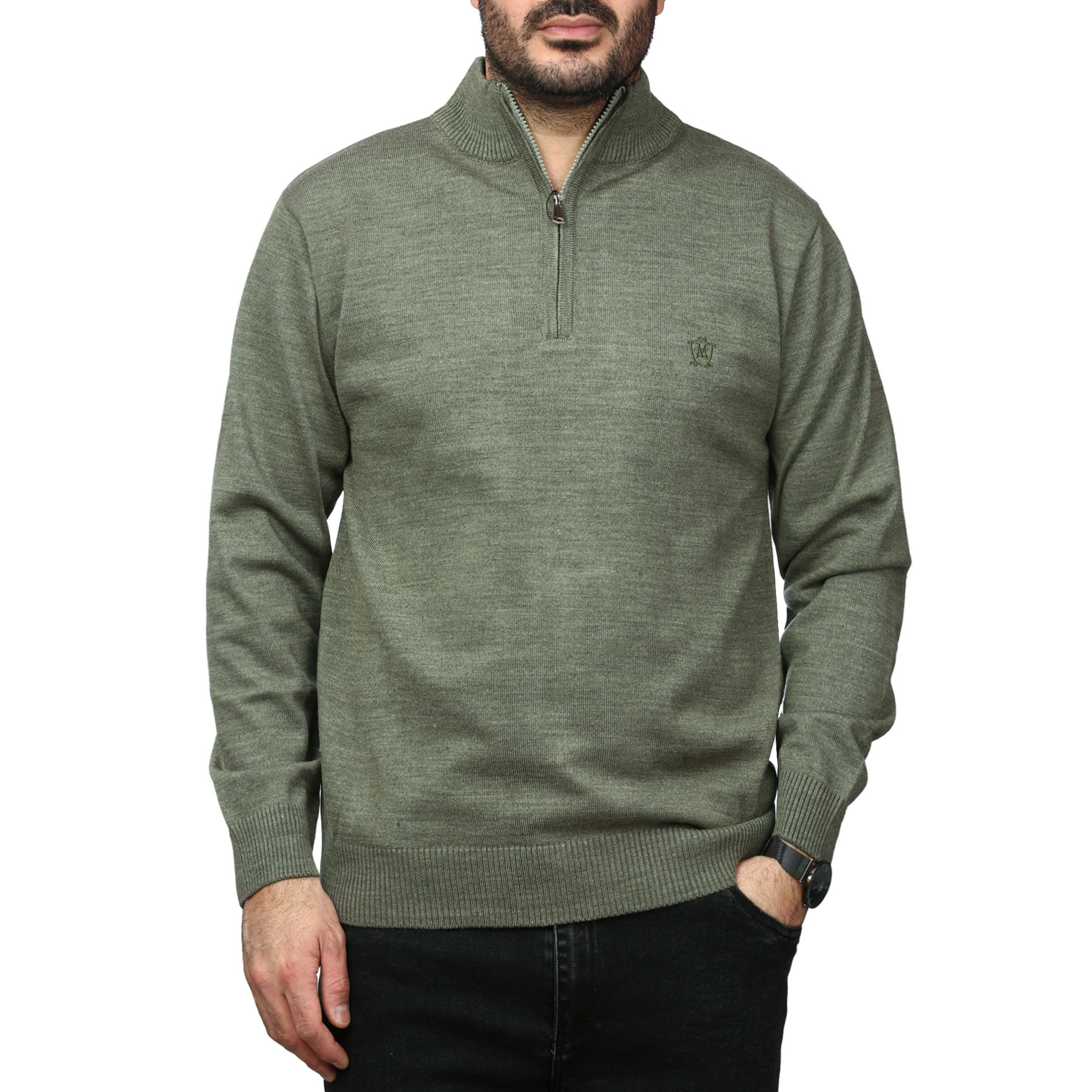 پلیور بافت یقه نیم زیپ ماراتن مدل 1719853