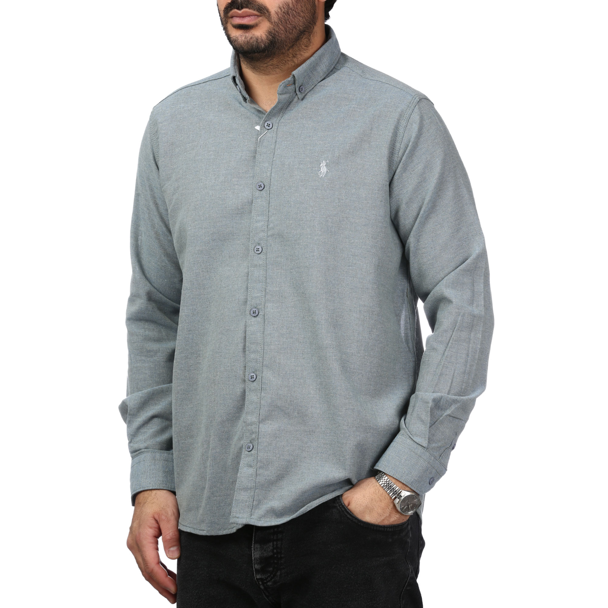 پیراهن آستین بلند لینن مردانه مدل 610595