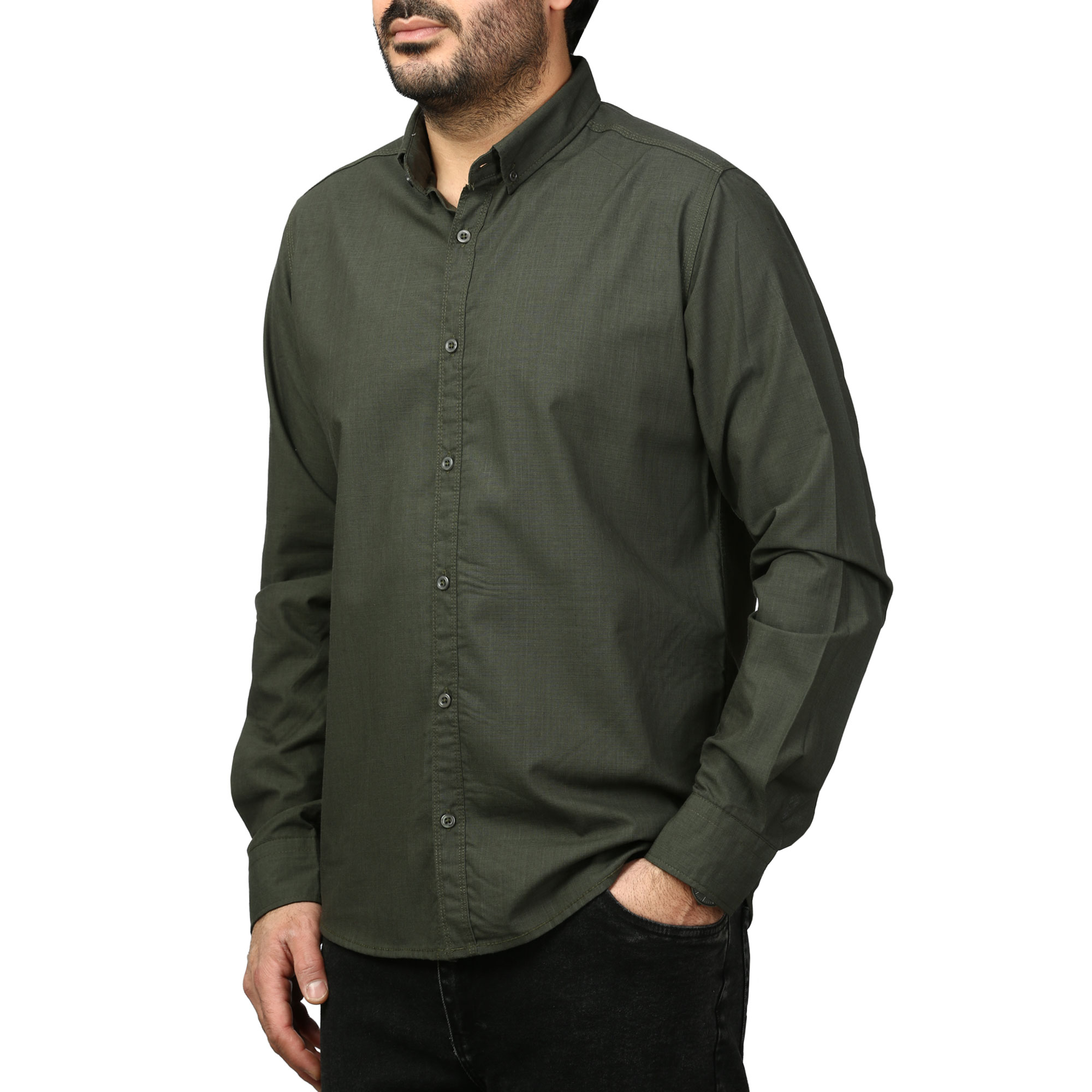 پیراهن آستین بلند لینن مردانه مدل 6105914