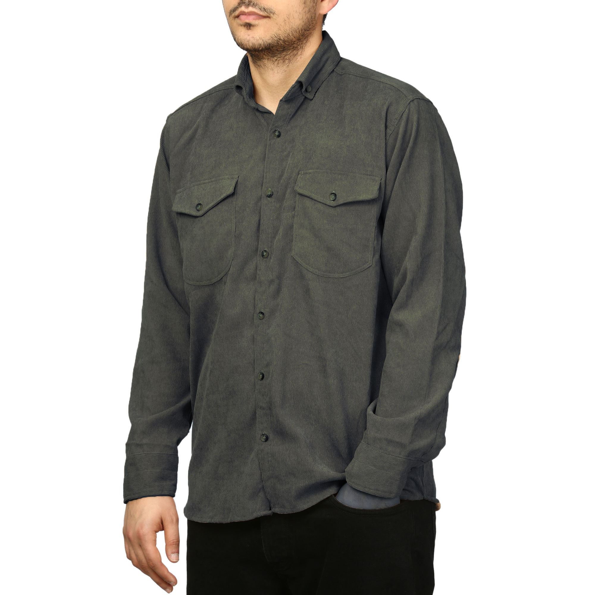 پیراهن آستین بلند مخمل کبریتی مردانه مدل 6209918