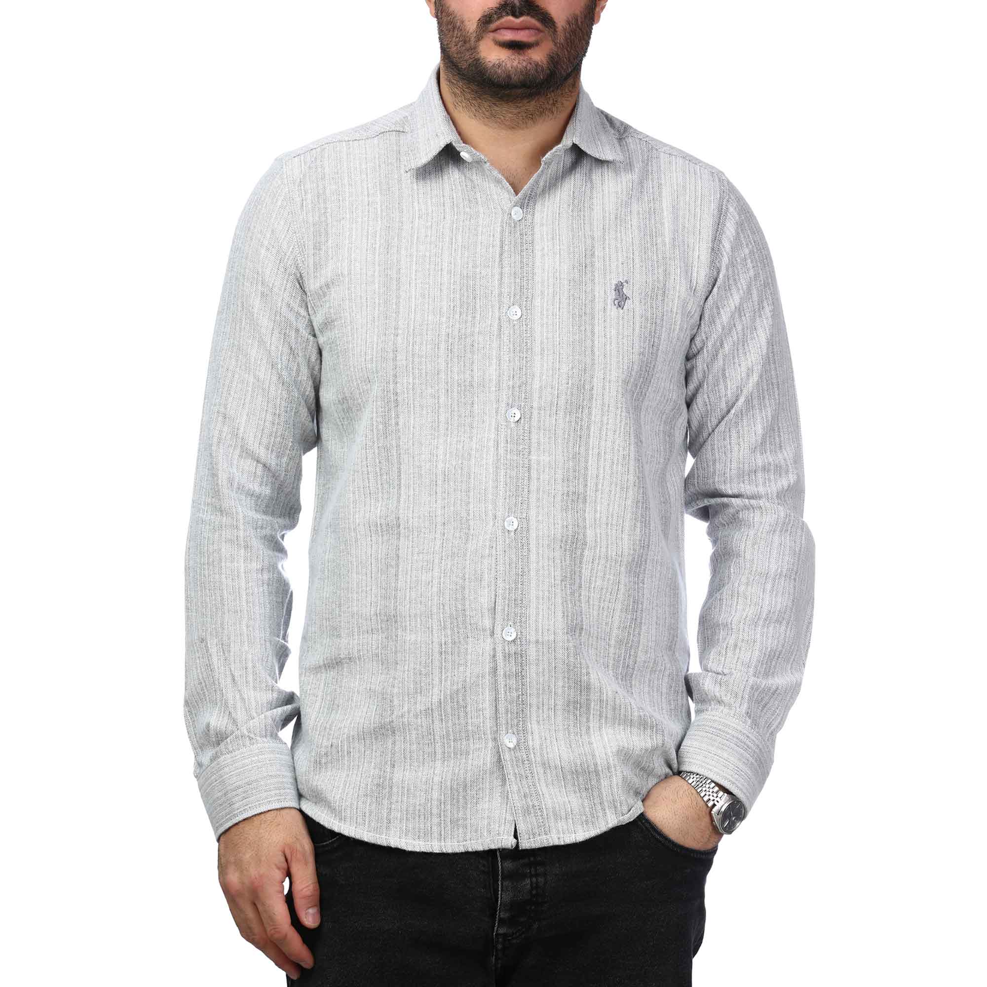 پیراهن آستین بلند راه راه مردانه مدل 6102071