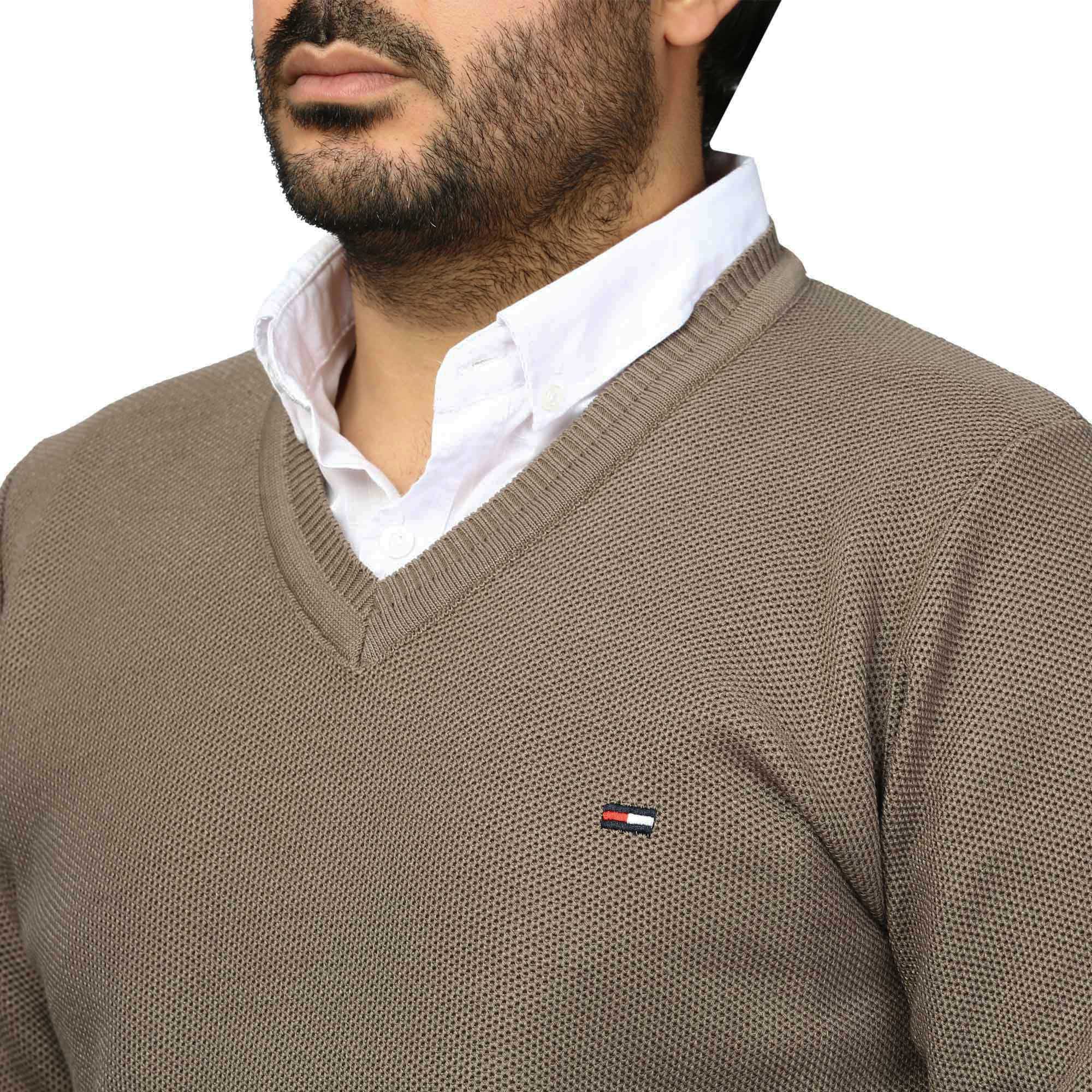 پلیور بافت یقه هفت فندوقی مردانه مدل 669855