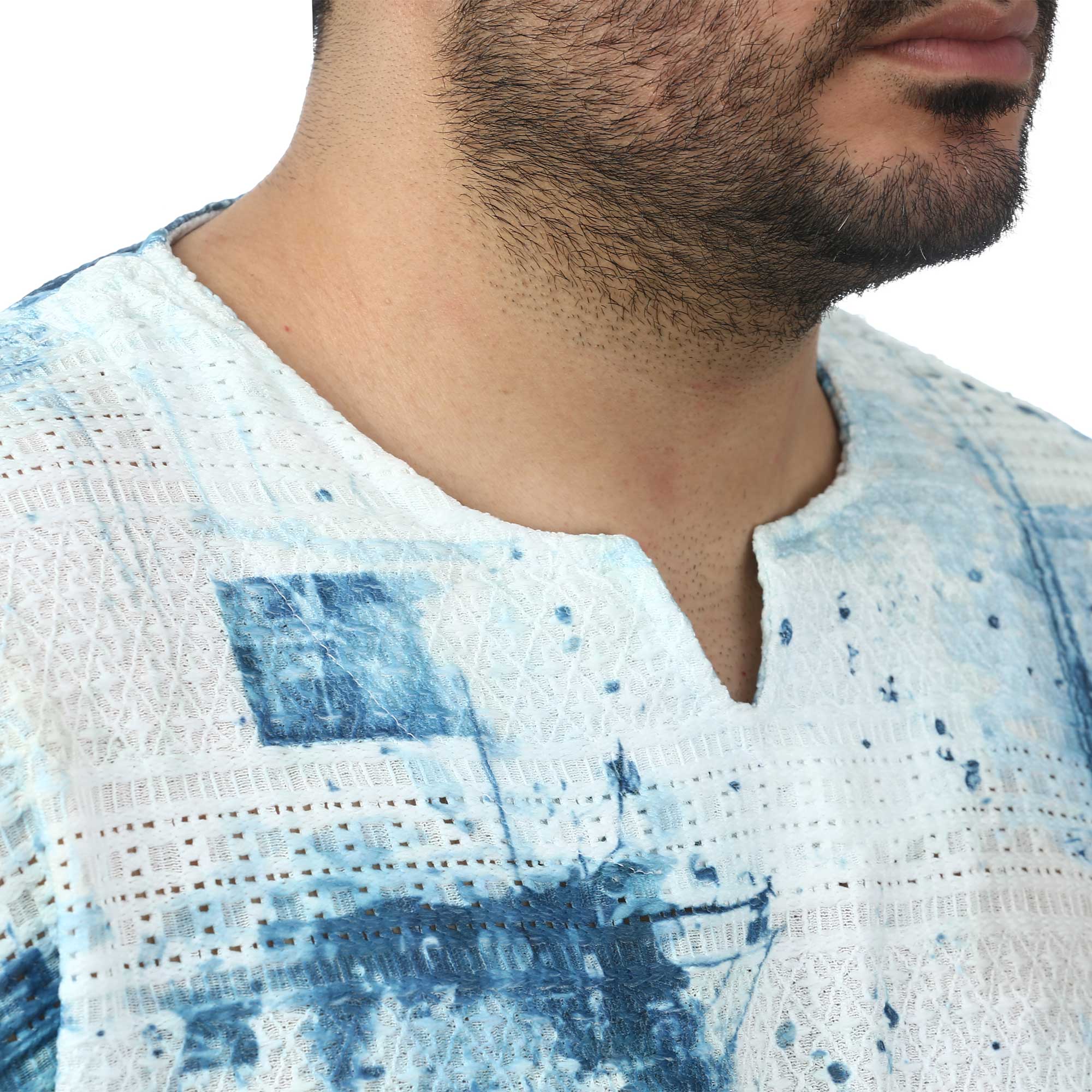 تیشرت آستین کوتاه یقه کوبایی مردانه تن کوک مدل 26212751