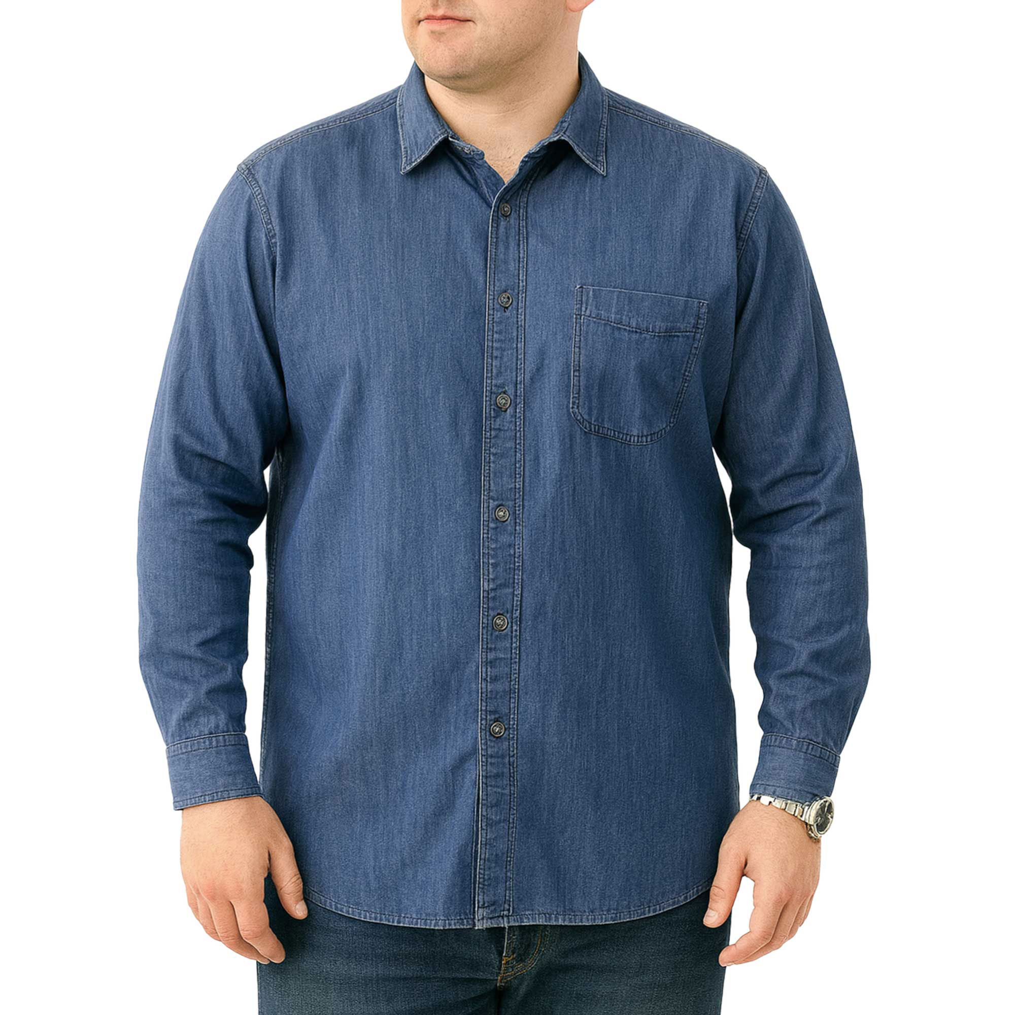پیراهن جین آستین بلند سایز بزرگ مردانه تن کوک مدل 130191